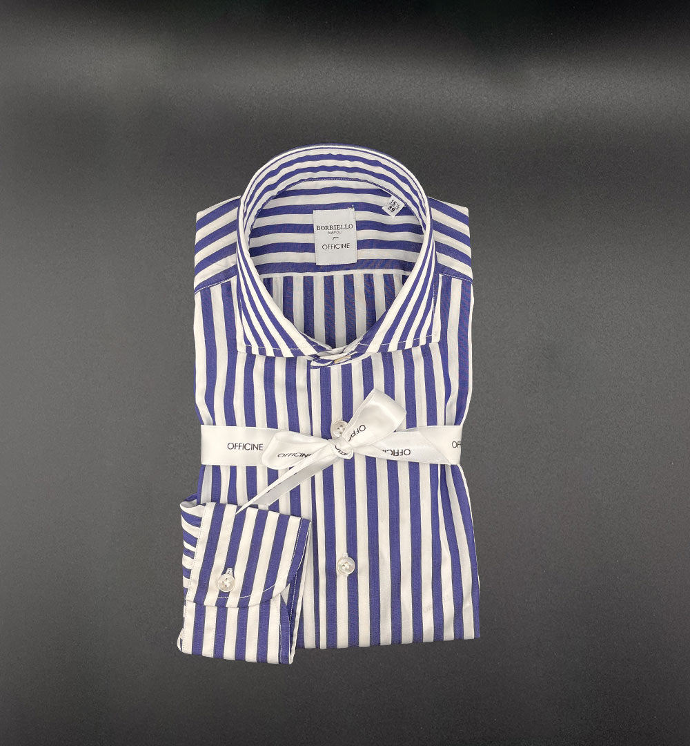 Camicia Borriello x Officine uomo SAVOY475 riga blu royal SAVOY 477 RIGA ROYAL BORRIELLO 