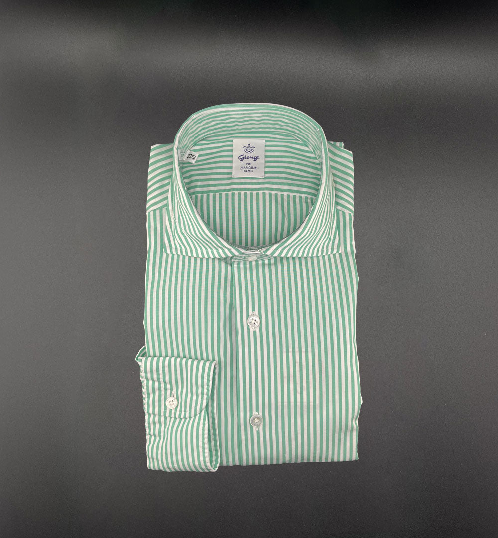 Camicia Giangi uomo 5703 verde e bianca<BR/> 5703 9302 6 VERDE GIANGI 