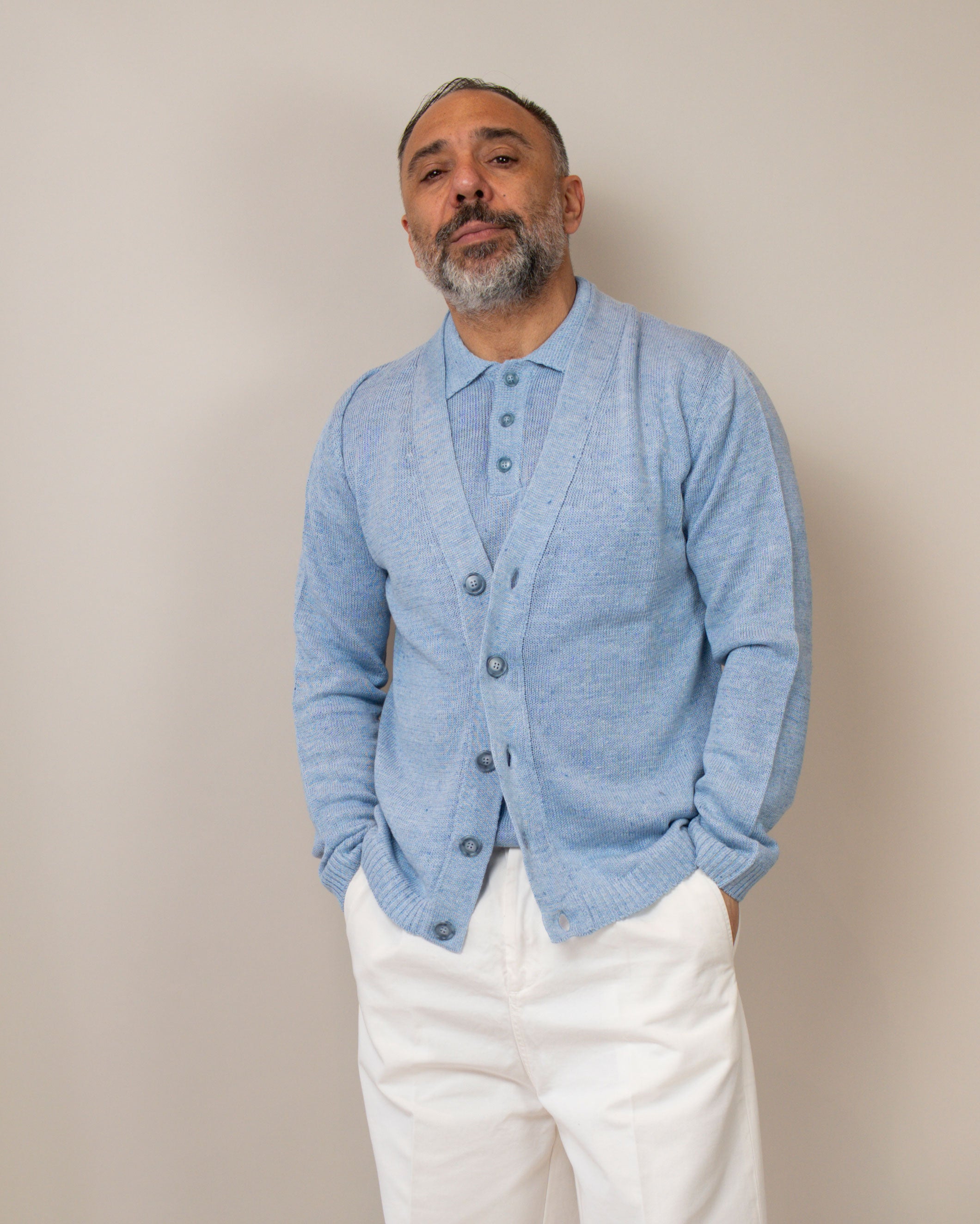 Cardigan Daniele Fiesoli uomo 3080 celeste CARDIGAN 3080 020 DANIELE FIESOLI 