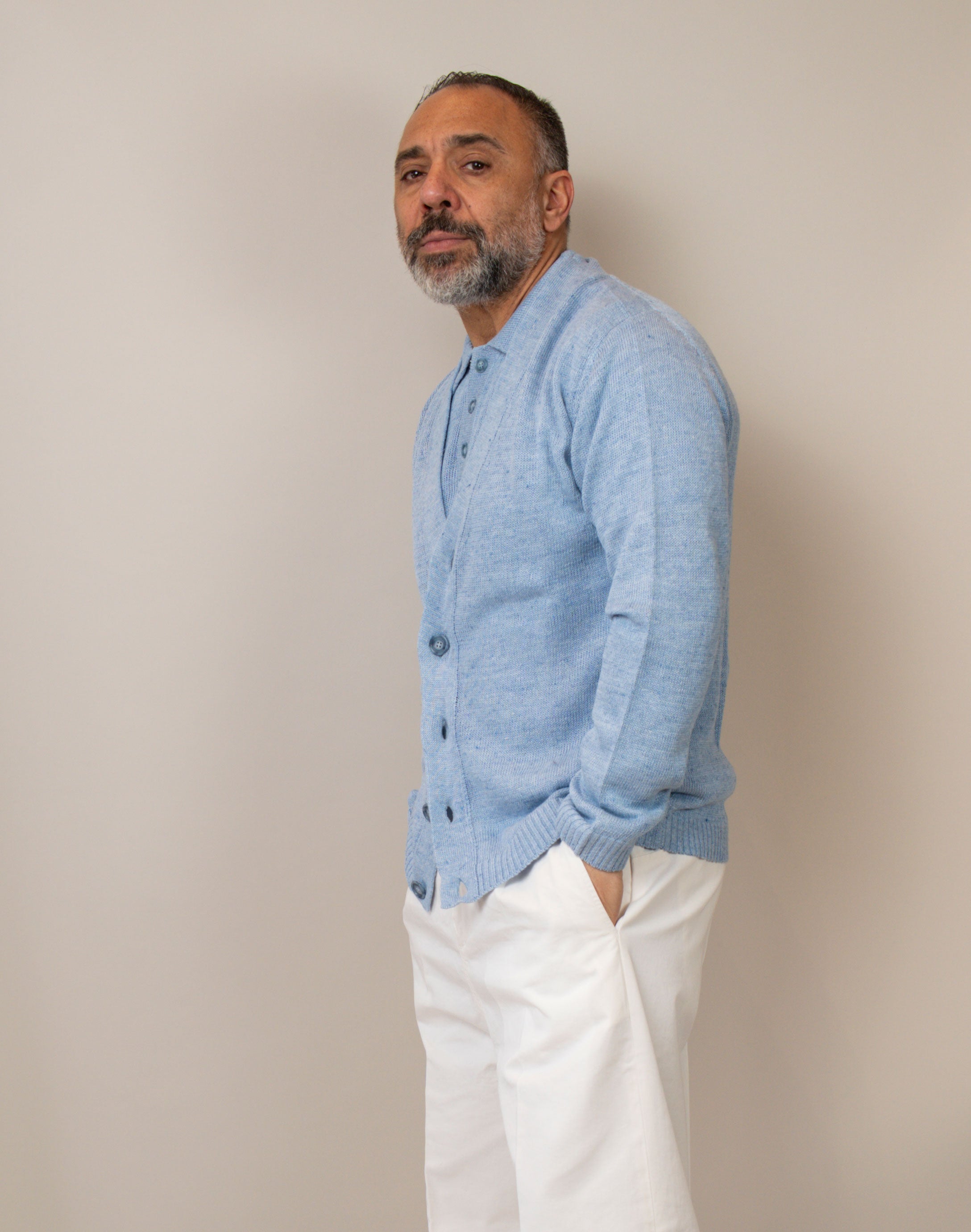 Cardigan Daniele Fiesoli uomo 3080 celeste CARDIGAN 3080 020 DANIELE FIESOLI 