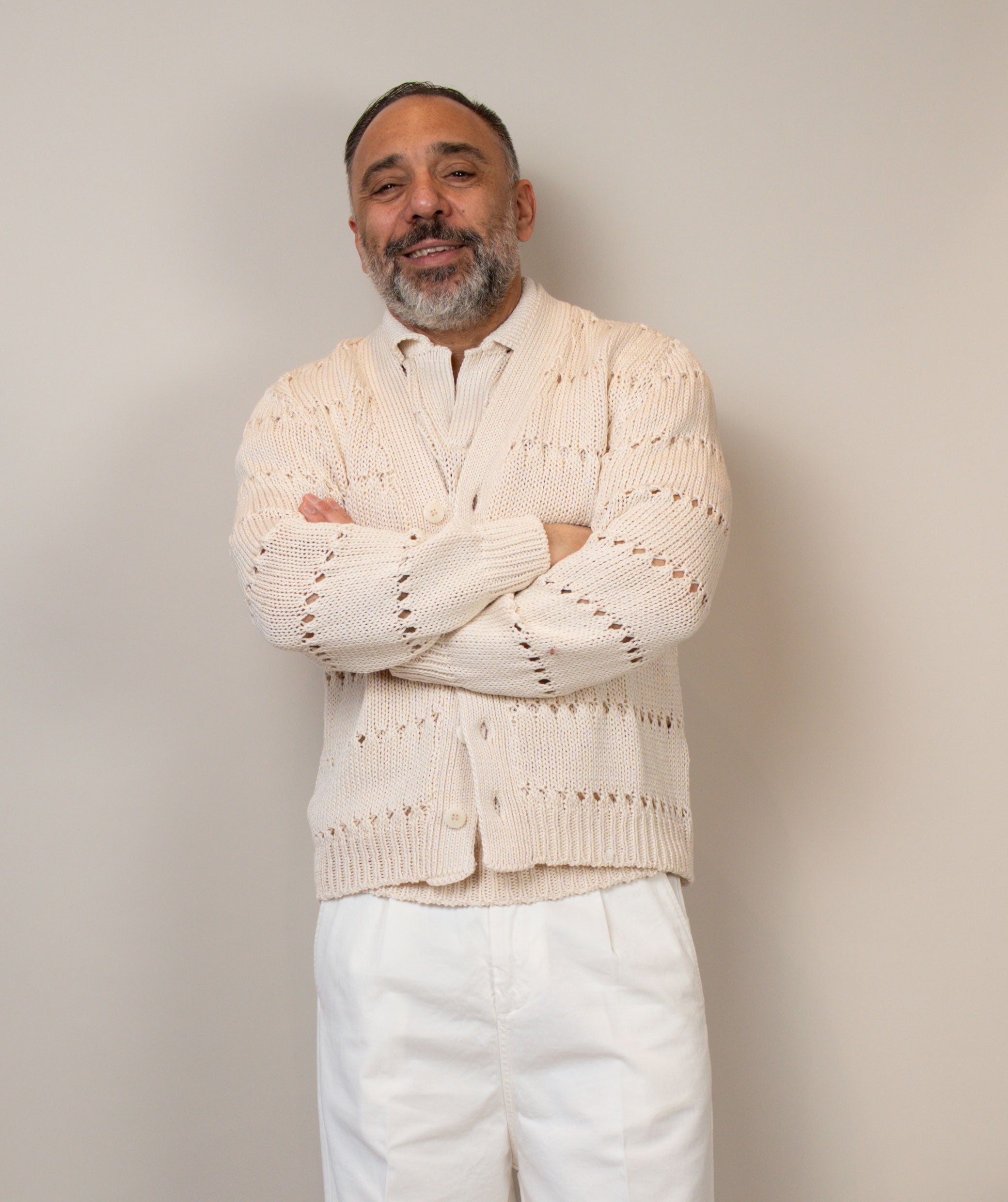 Cardigan Daniele Fiesoli uomo 4070 ecrù CARDIGAN 4070 100 DANIELE FIESOLI 