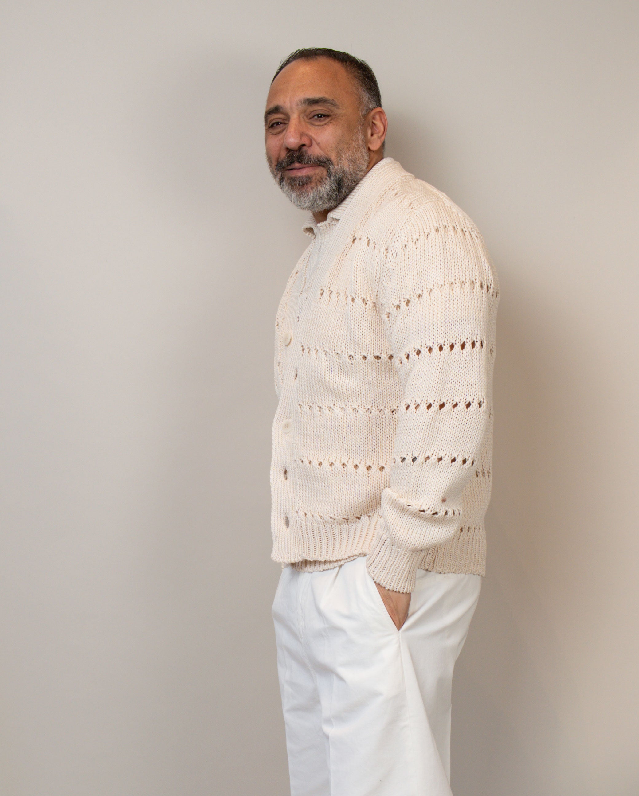 Cardigan Daniele Fiesoli uomo 4070 ecrù CARDIGAN 4070 100 DANIELE FIESOLI 