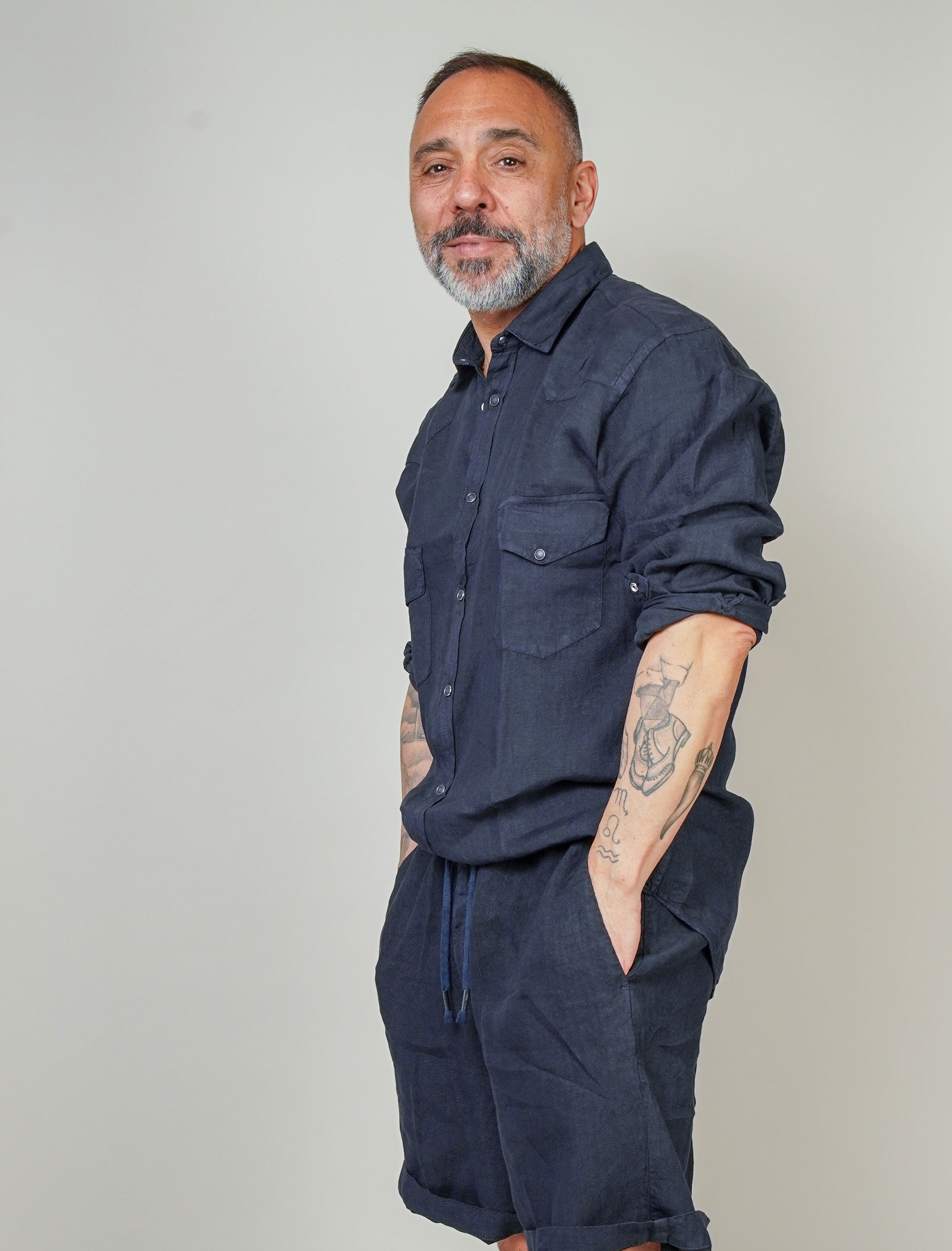 Camicia Inlinum uomo Marck baia blu MARCK BAIA CIL02 BLU INLINUM 