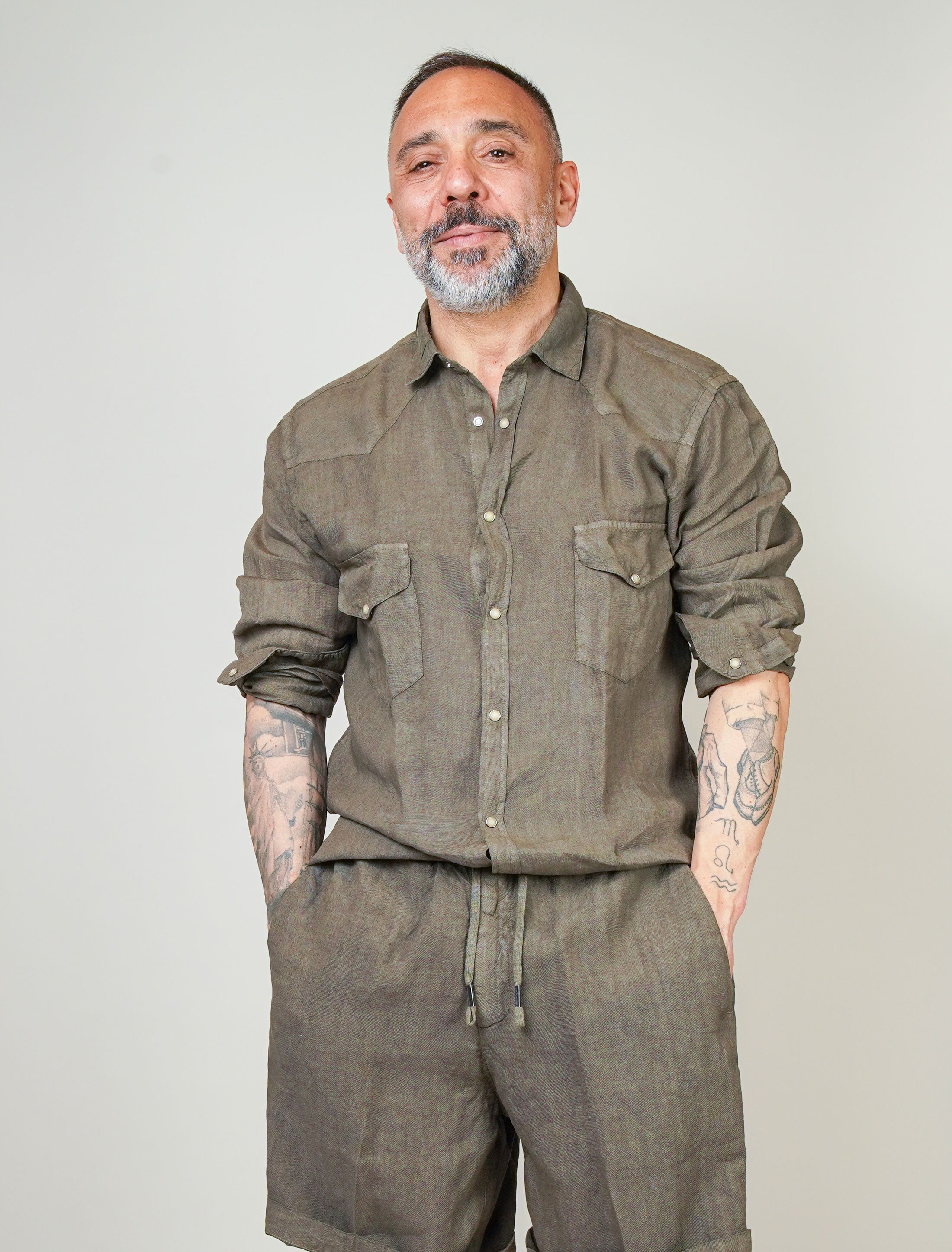 Camicia Inlinum uomo Marck baia militare MARCK BAIA CIL02 MILITARE INLINUM 