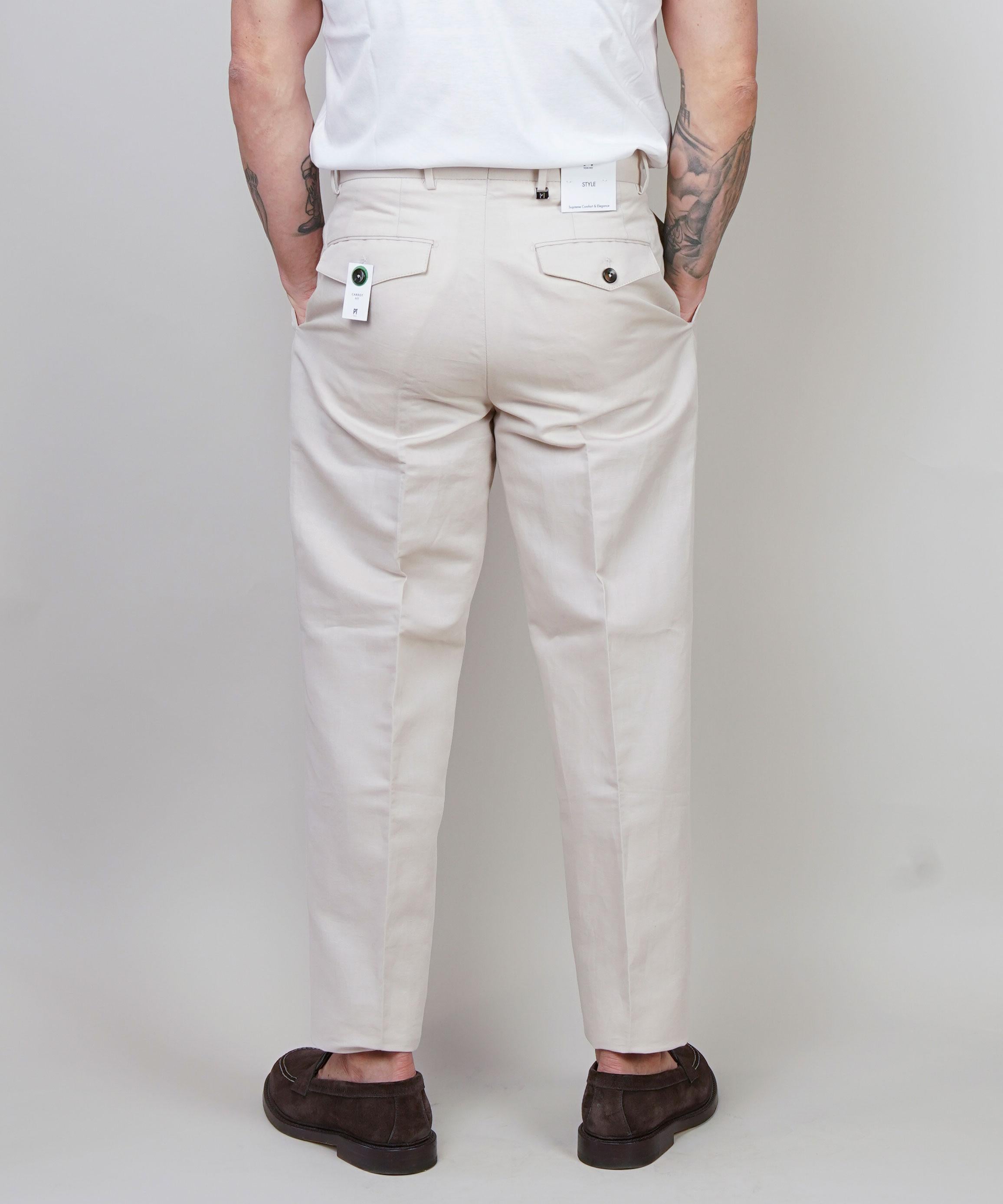 Pantalone PT Torino uomo Carrot avorio CARROT FIT PU38 015 PT TORINO 
