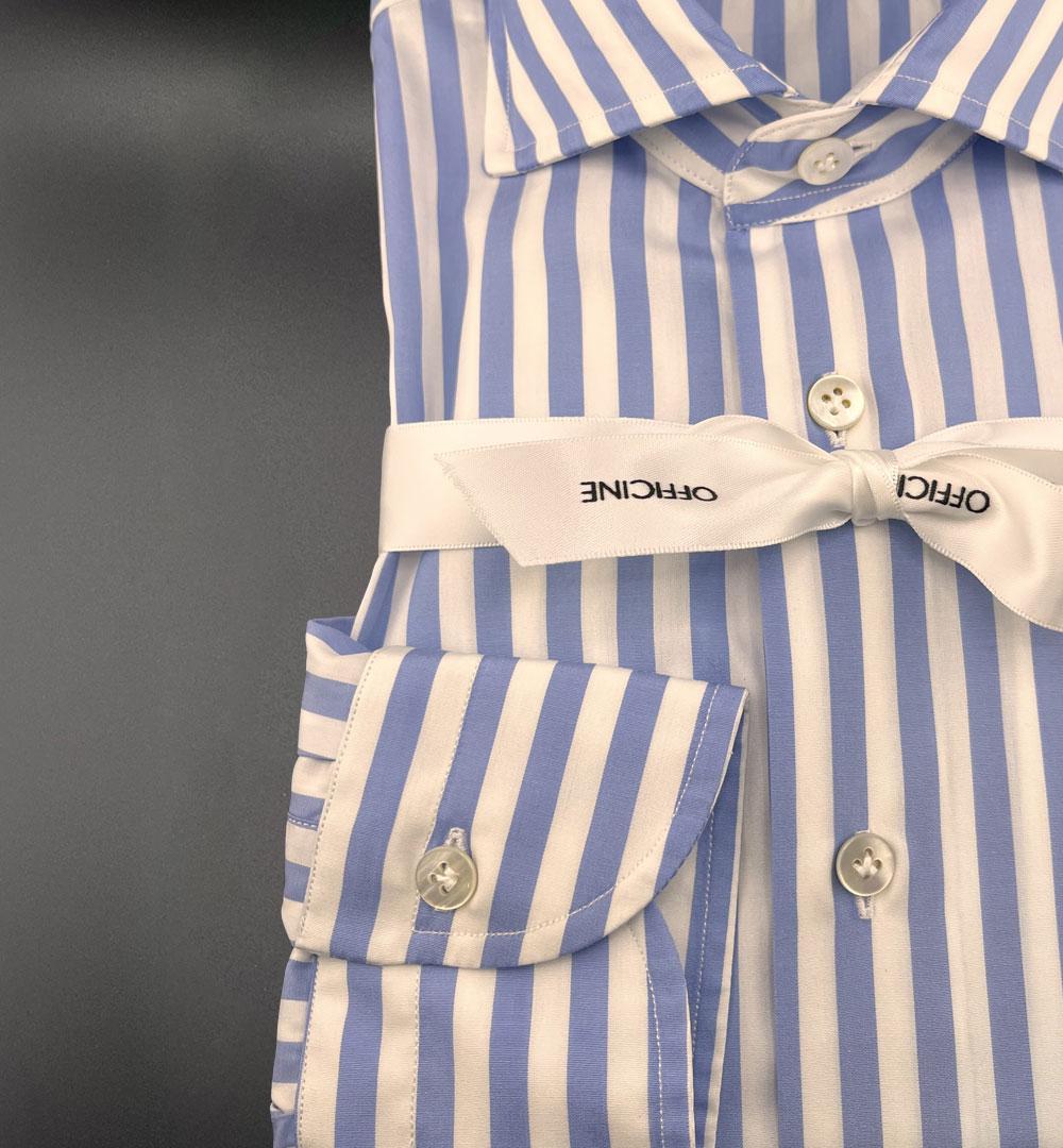 Camicia Borriello x Officine uomo SAVOY475 riga celeste SAVOY 475 RIGA CELESTE BORRIELLO 