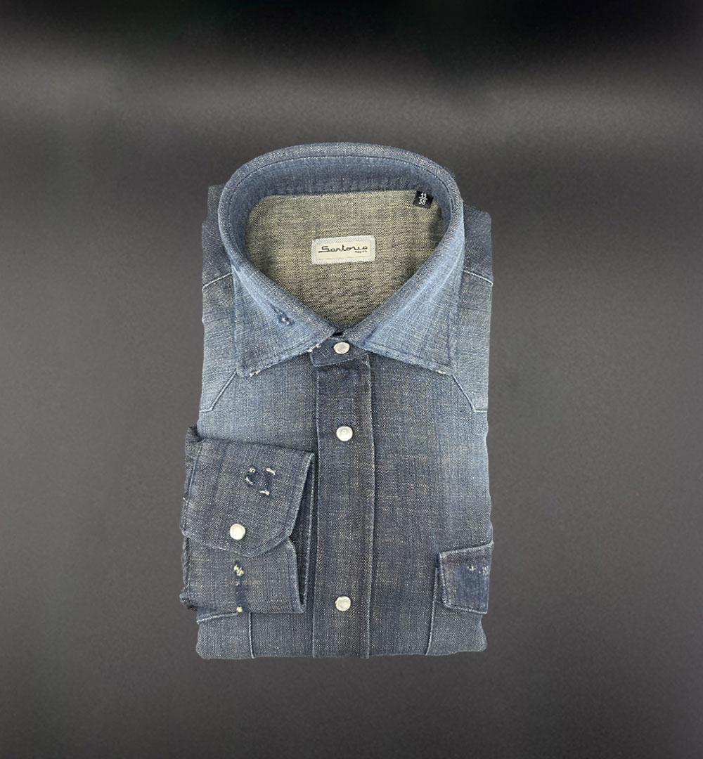 Camicia Sartorio uomo SCC0001SH45350 blu SCC0001SH45350 4006 DENIM FIAMMATA OCRA SARTORIO 