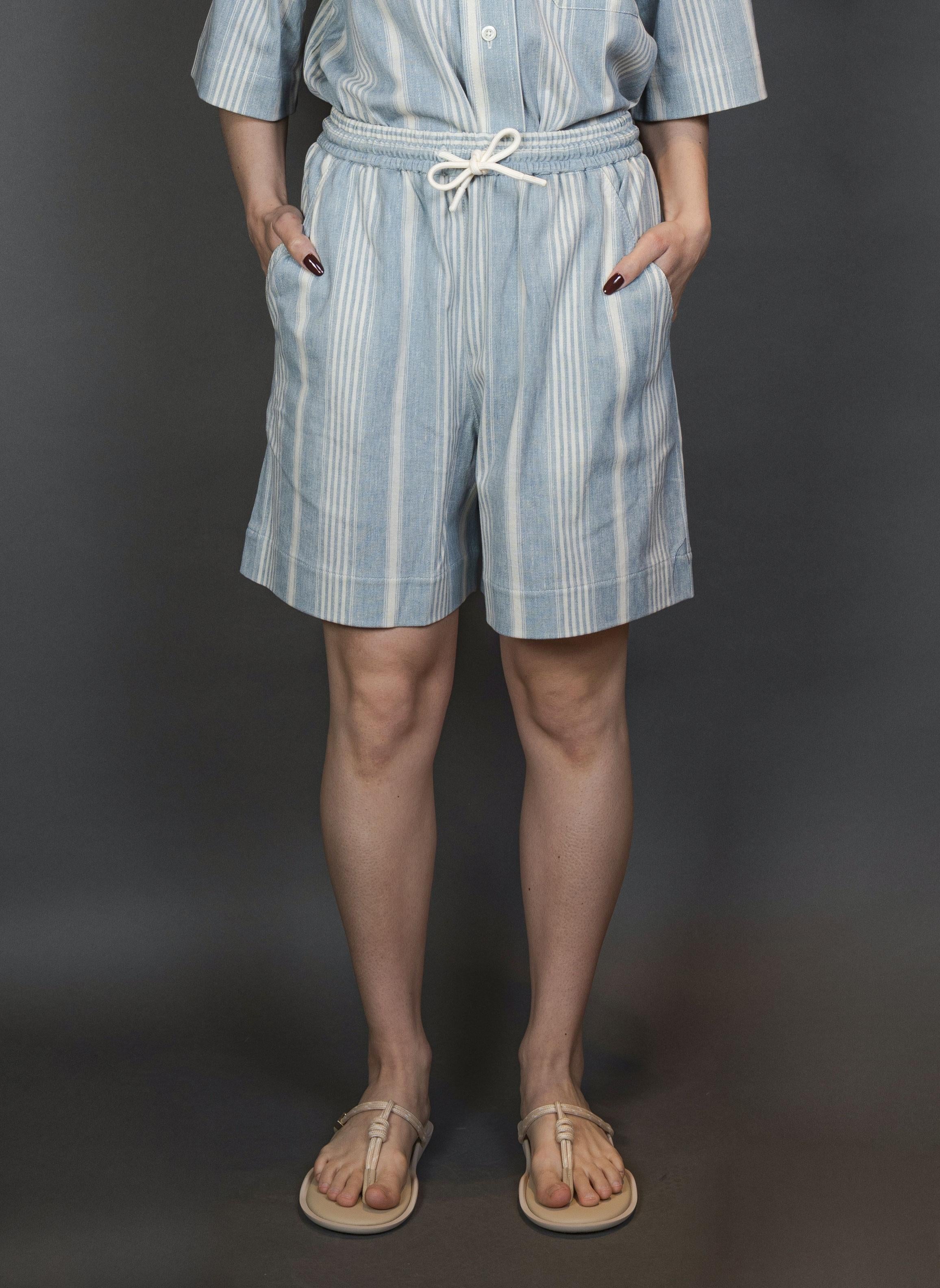 Bermuda Circolo Donna FD3481 striped linen azzurro FD3481 NIAGA CIRCOLO 