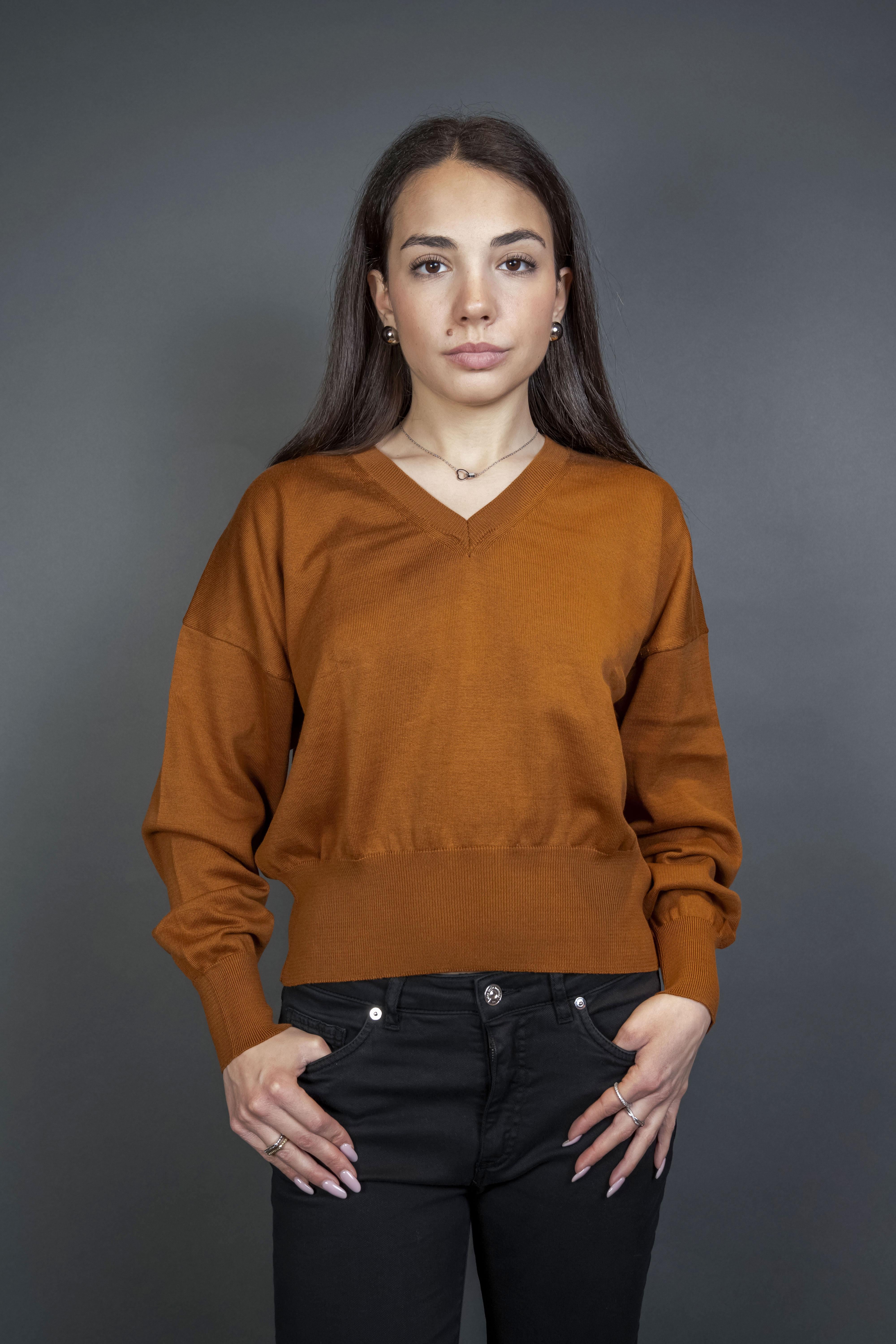 Maglia Daniele Fiesoli Donna 7015 tabacco 7015 33 SCOLLO V DANIELE FIESOLI 