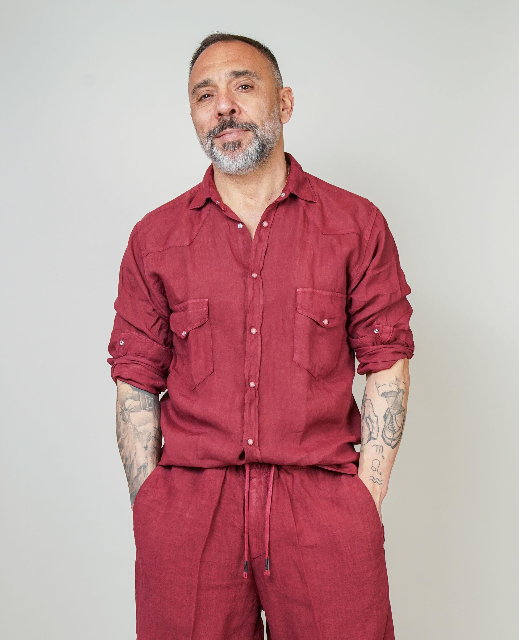 Camicia Inlinum uomo Marck baia rossa MARCK BAIA CIL02 ROSSO INLINUM 