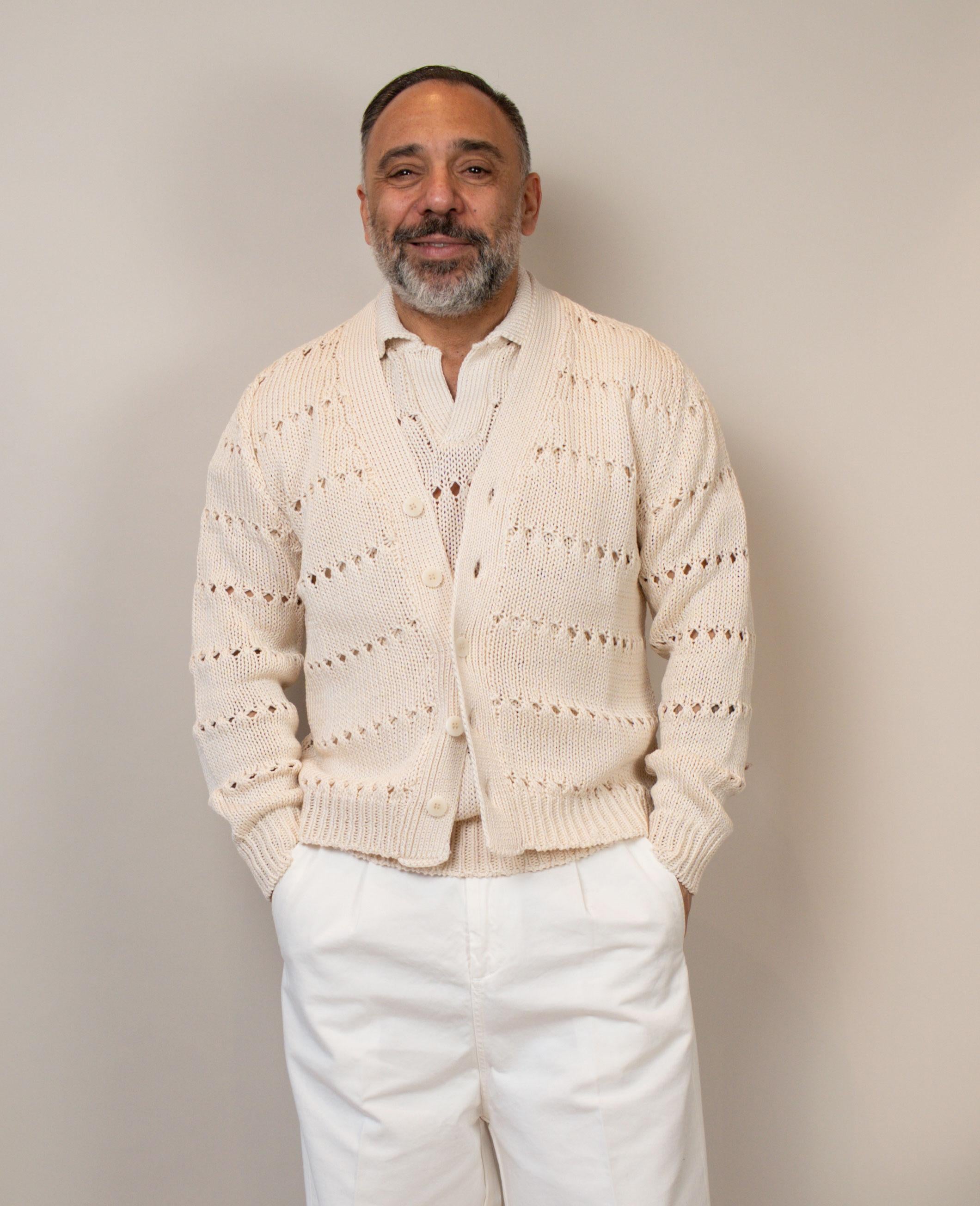 Cardigan Daniele Fiesoli uomo 4070 ecrù CARDIGAN 4070 100 DANIELE FIESOLI 