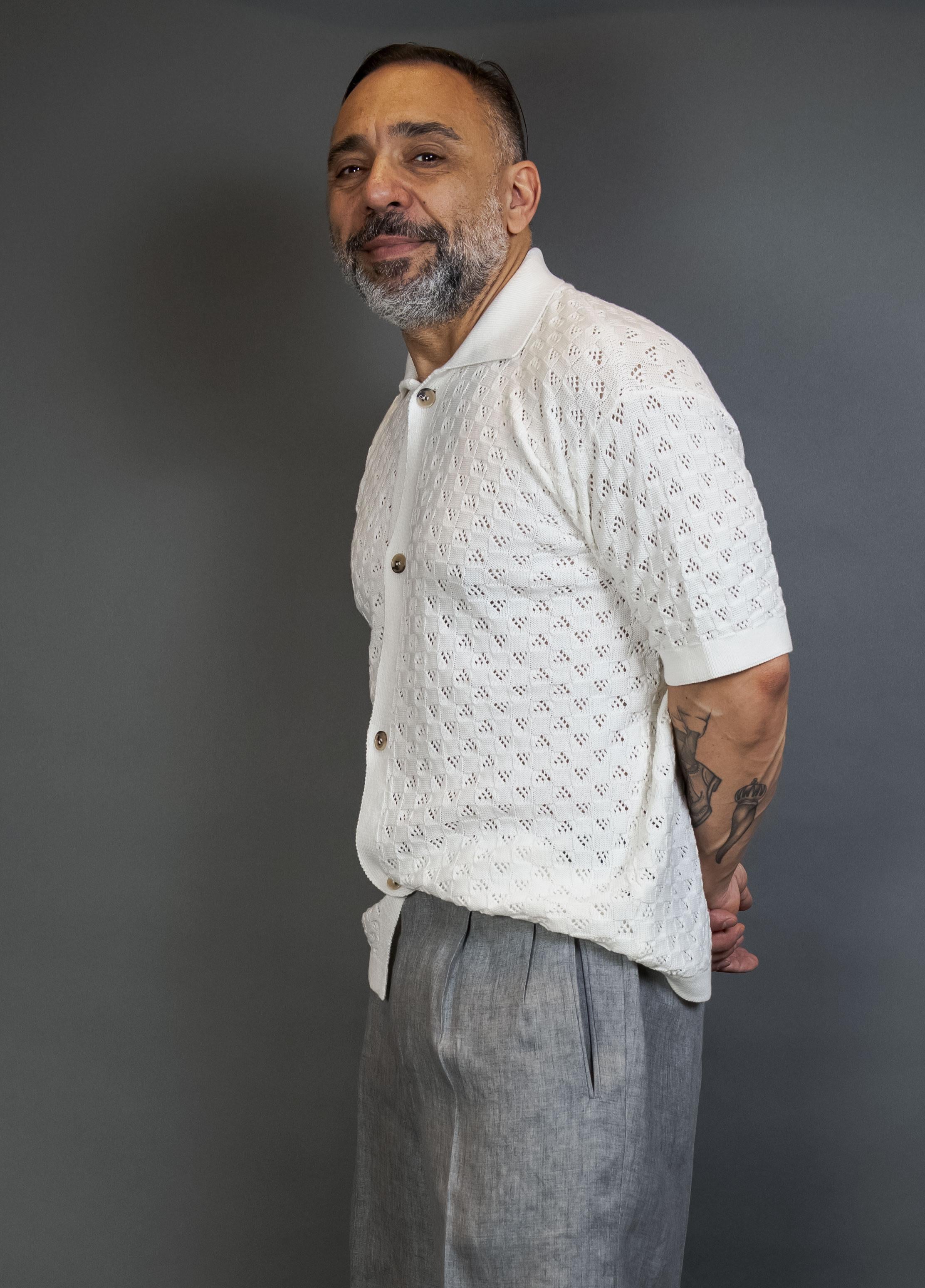 Overshirt Scaglione uomo UPC073 Square milk UPC073 101 MILK SCAGLIONE 