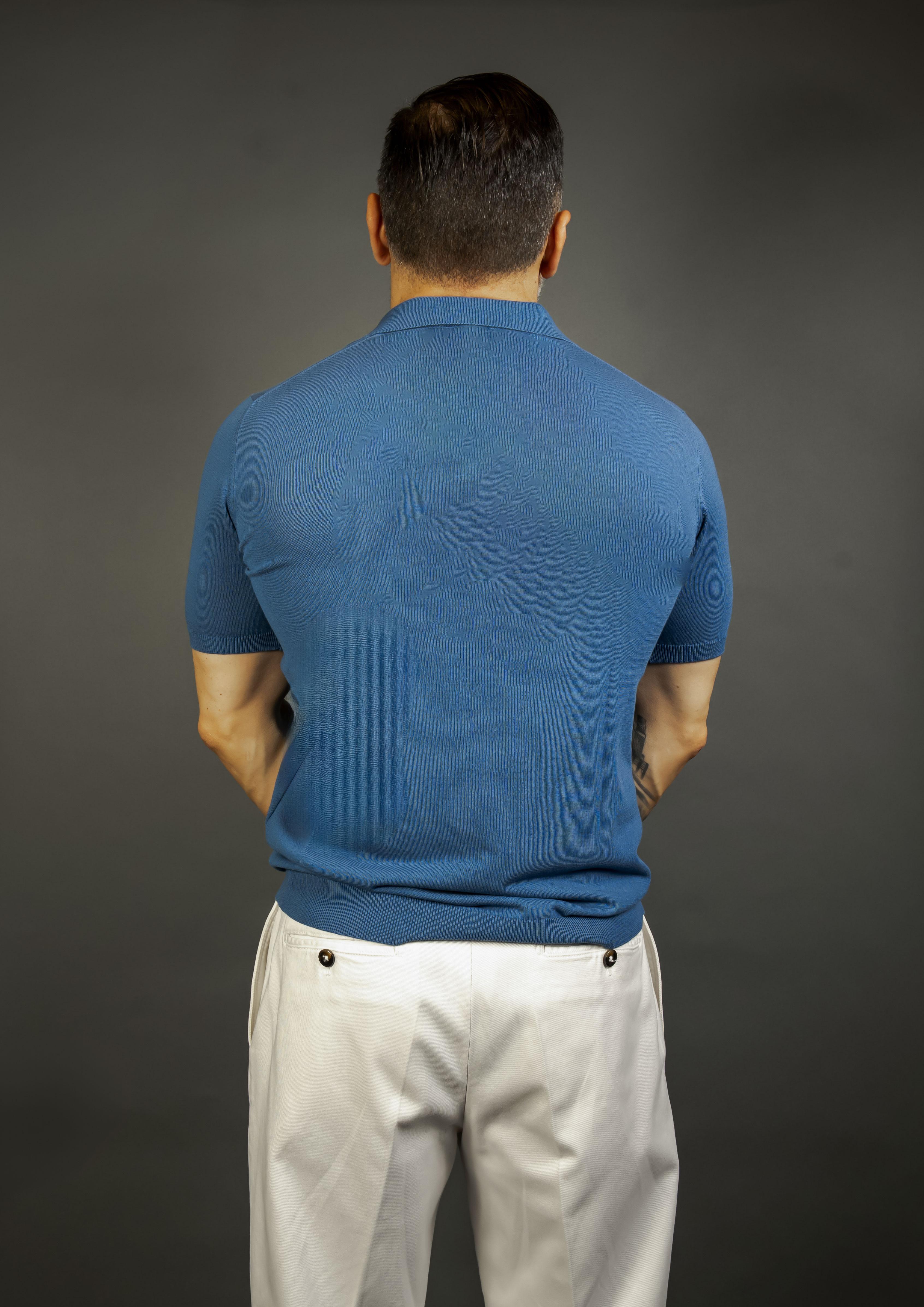 Polo Roberto Collina uomo 10124 1012 blu denim 10124 1012 DENIM ROBERTO COLLINA 