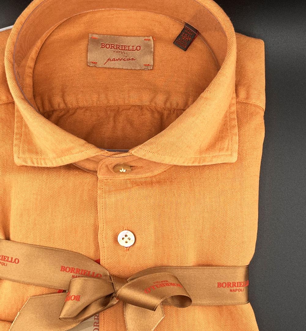 Camicia Borriello uomo 200280 arancio<BR/> 200280 2 ARANCIO BORRIELLO 