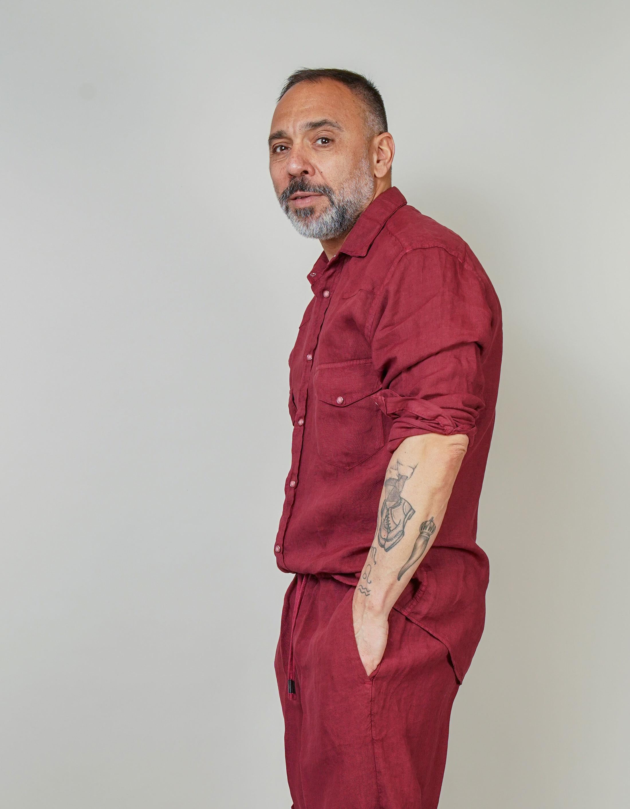 Camicia Inlinum uomo Marck baia rossa MARCK BAIA CIL02 ROSSO INLINUM 