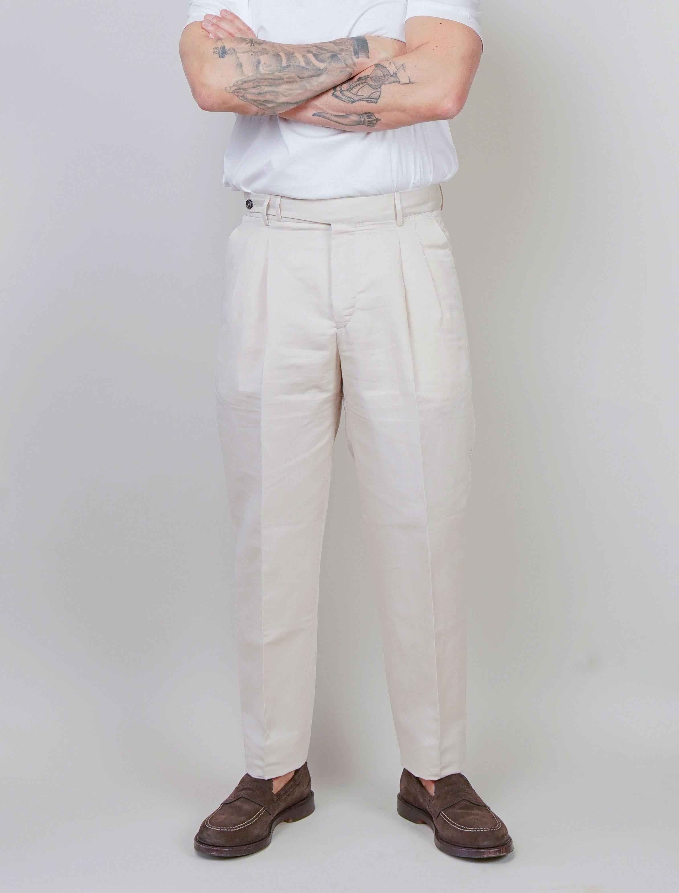 Pantalone PT Torino uomo Carrot avorio CARROT FIT PU38 015 PT TORINO 