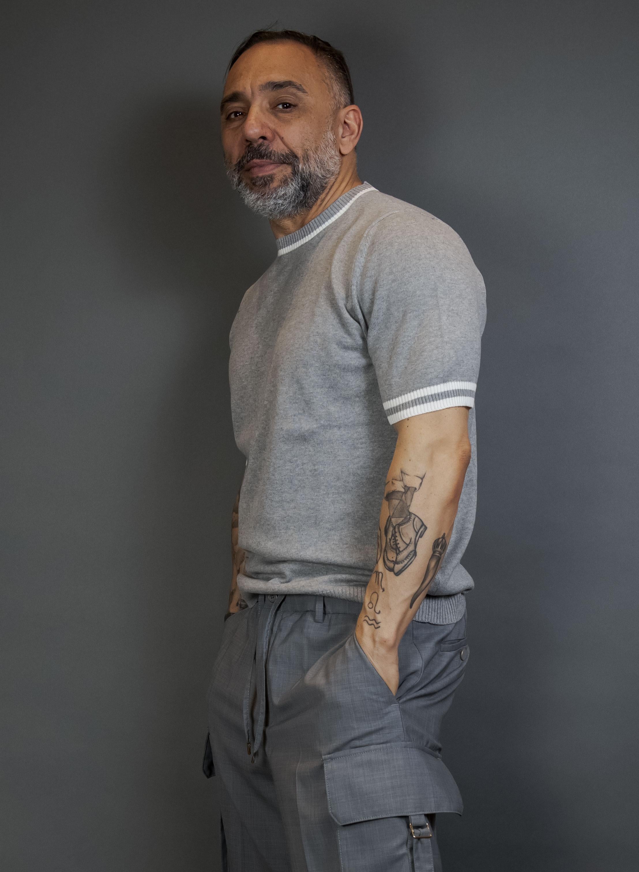 T-shirt Scaglione uomo UPC030 tipping grigia UPC030 019 MEL GREY MILK SCAGLIONE 