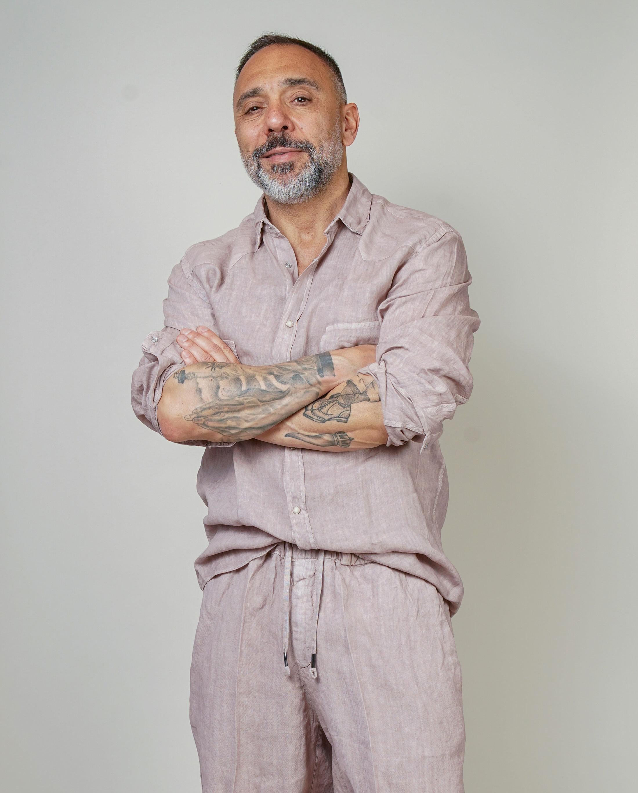 Camicia Inlinum uomo Marck baia old rose MARCK BAIA CIL02 OLD ROSE INLINUM 