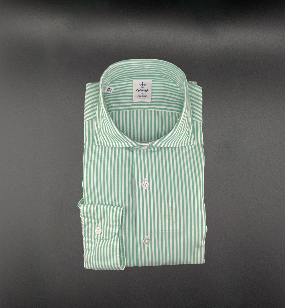 Camicia Giangi uomo 5703 verde e bianca<BR/> 5703 9302 6 VERDE GIANGI 