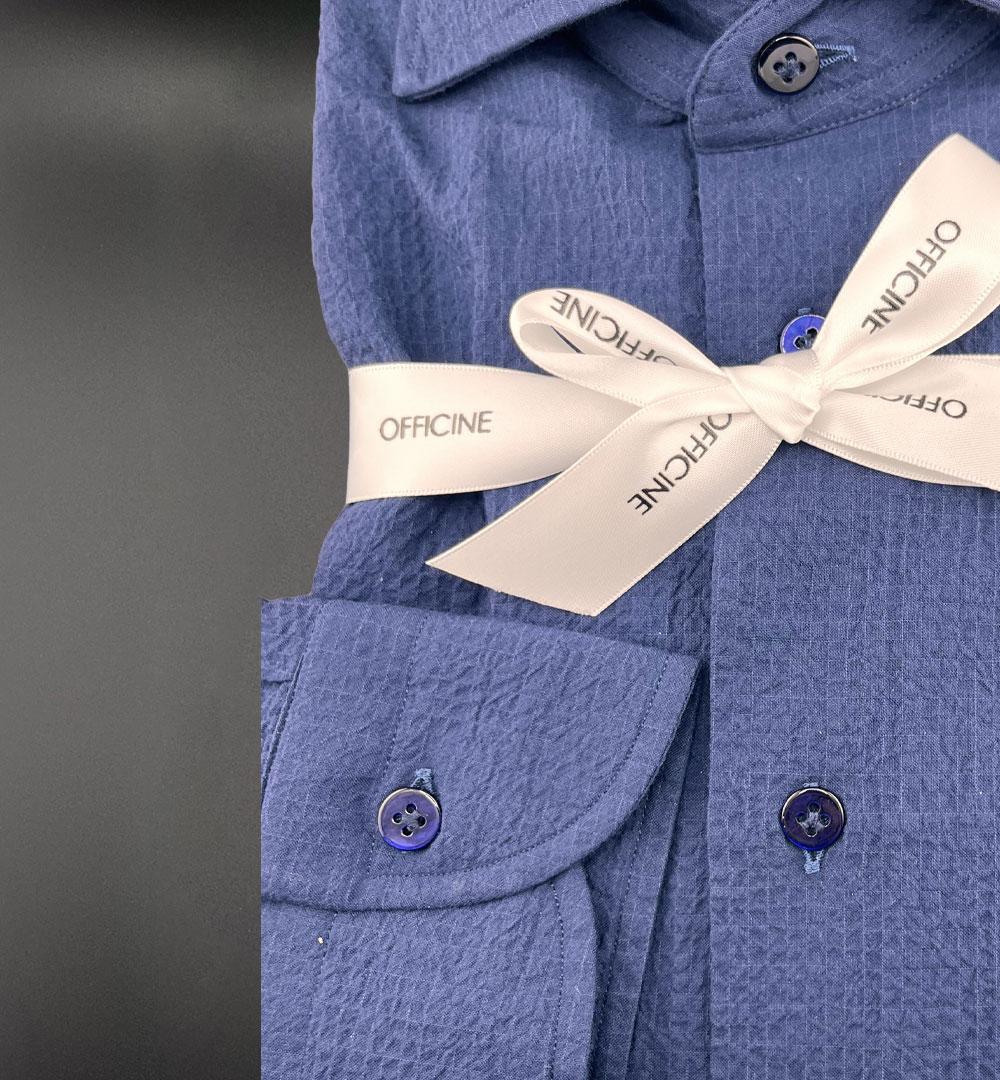 Camicia Borriello x Officine uomo 20037 blu jersey <BR/><BR/> 20037 BLU BORRIELLO 