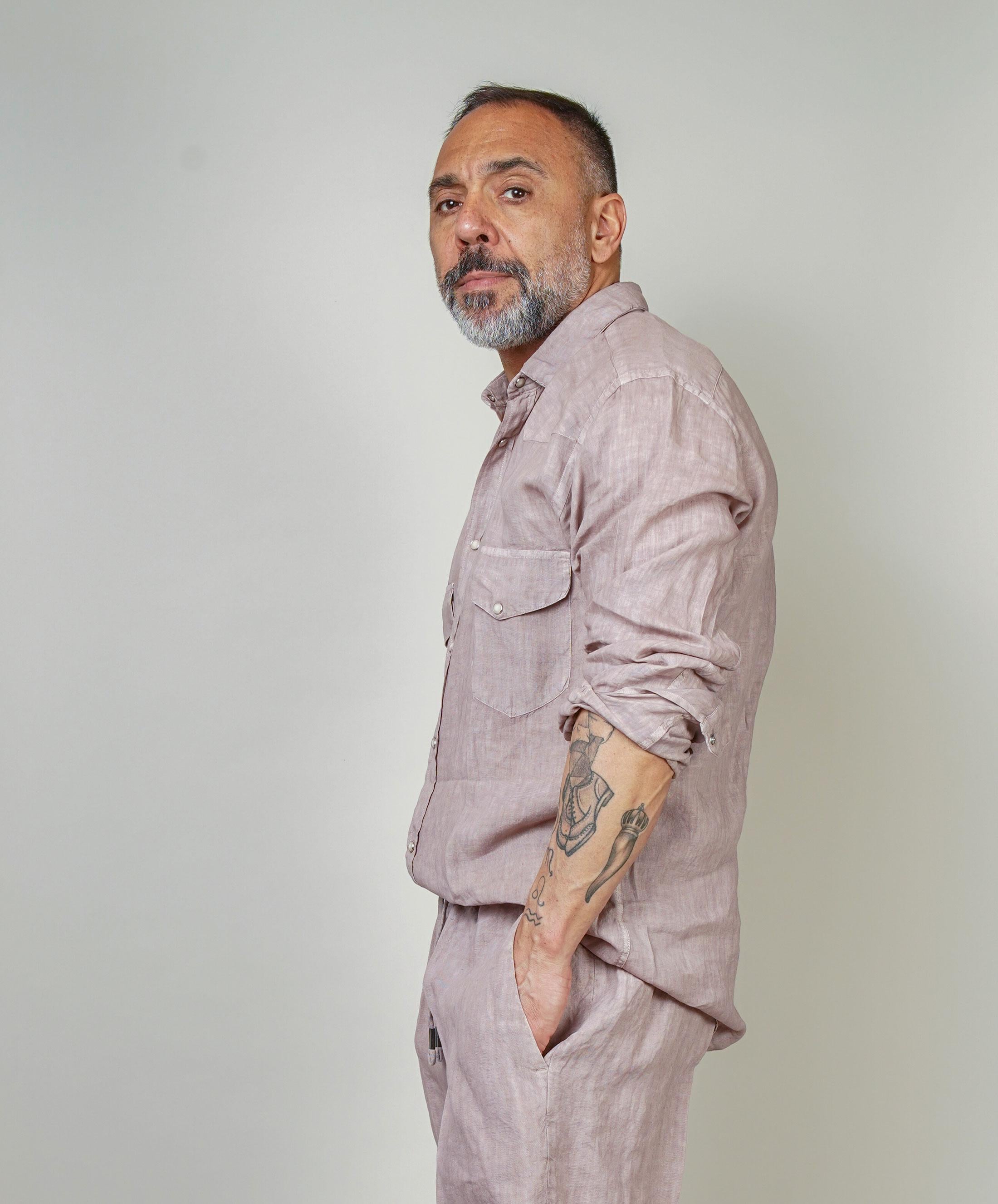 Camicia Inlinum uomo Marck baia old rose MARCK BAIA CIL02 OLD ROSE INLINUM 