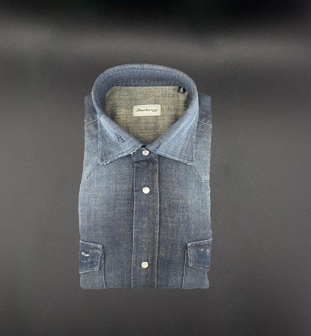 Camicia Sartorio uomo SCC0001SH45350 blu SCC0001SH45350 4006 DENIM FIAMMATA OCRA SARTORIO 