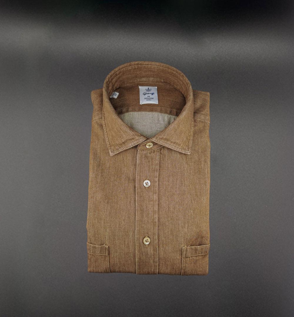 CAMICIA GIANGI X OFFICINE UOMO 5710B DENIM BROWN 5710B DENIM BROWN GIANGI X OFFICINE 