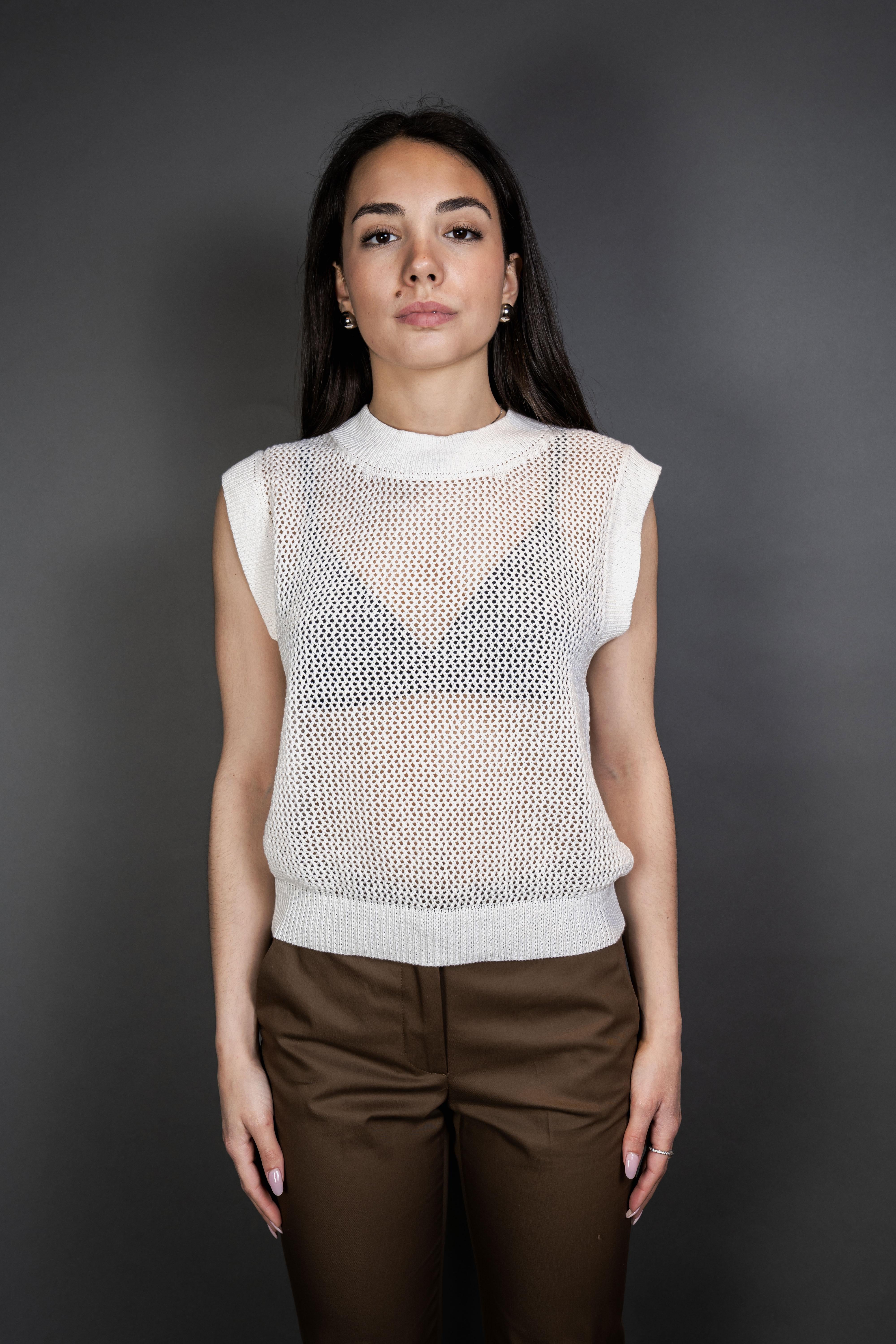Gilet Daniele Fiesoli Donna 7134 panna 7134 100PARICOLLO DANIELE FIESOLI 