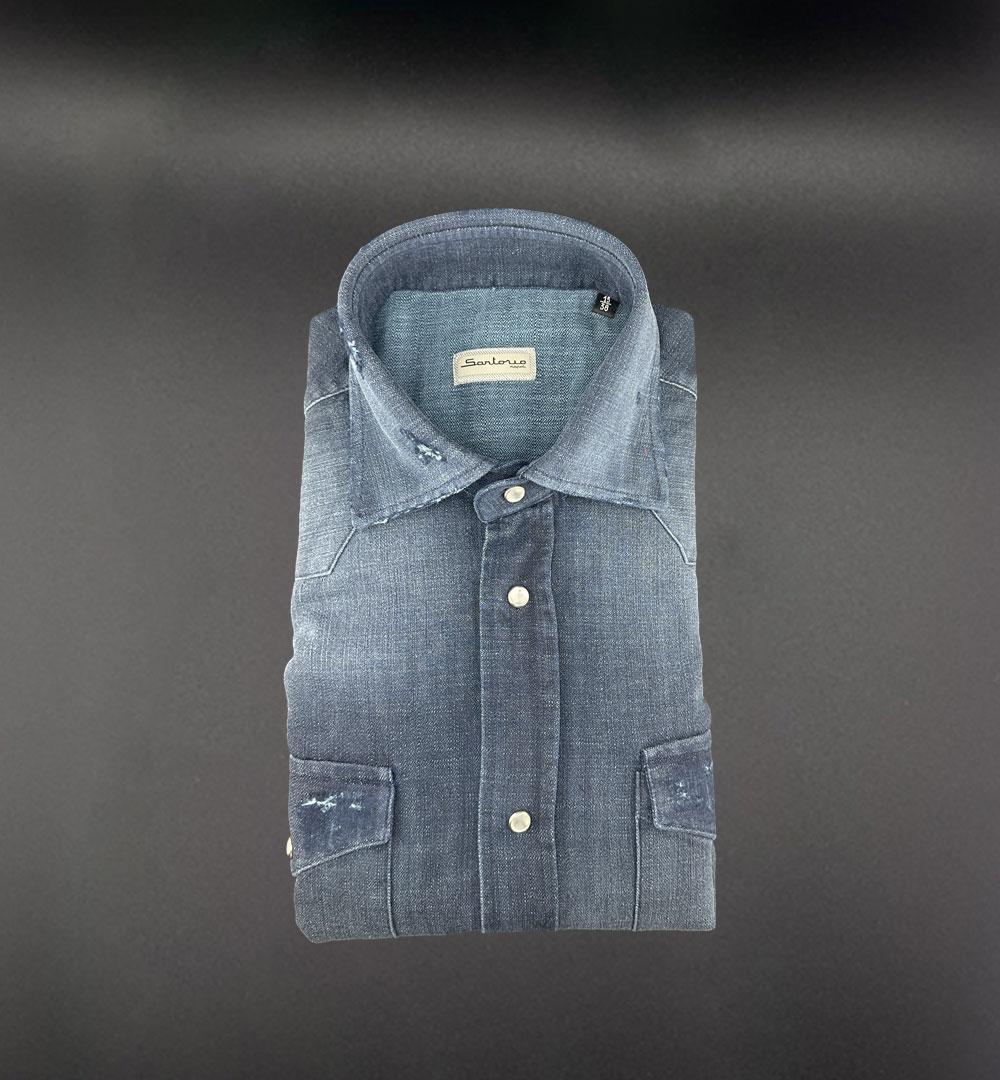 Camicia Sartorio uomo SCC0001SH45350 blu SCC0001SH45350 3004 DENIM FIAMMATA CELESTE SARTORIO 