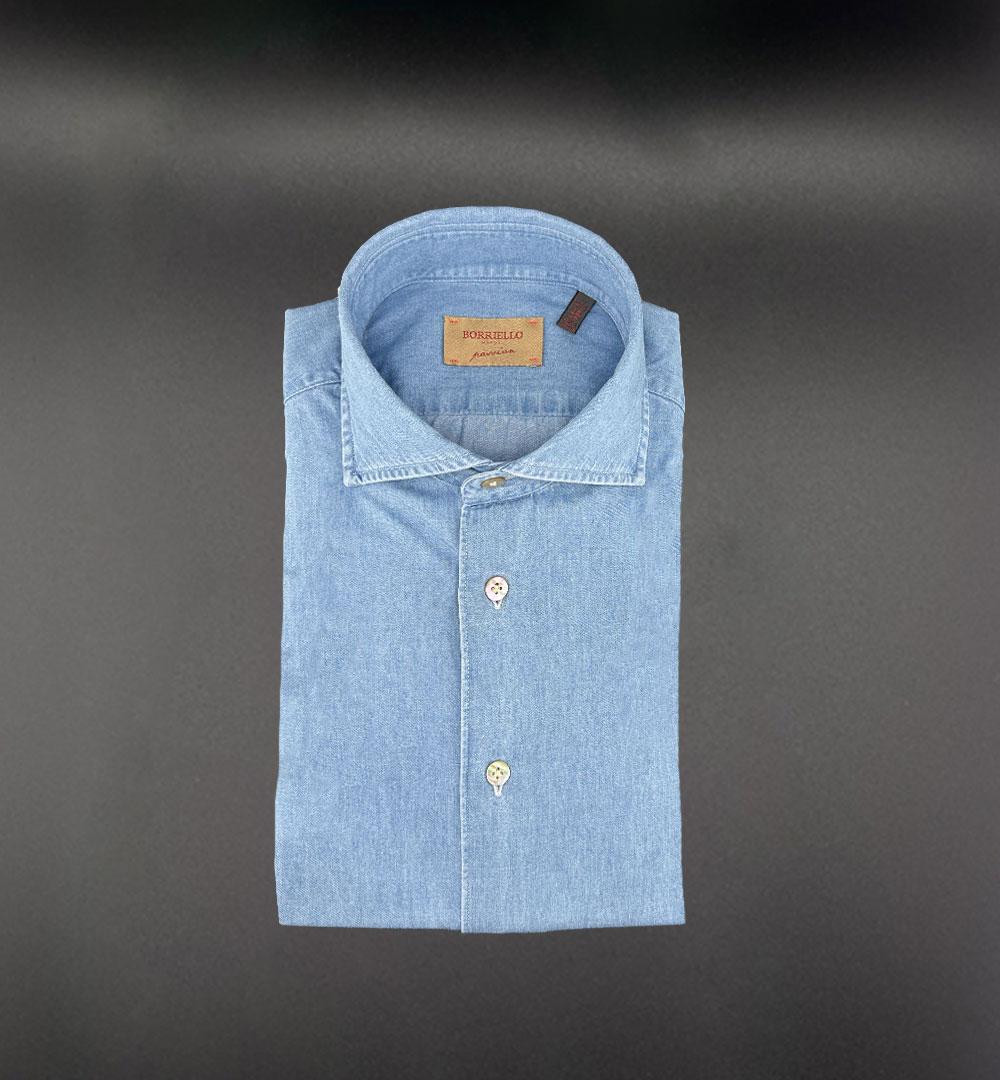 Camicia Borriello uomo 9095 blu chiaro<BR/> 9095 02 D.CHIARO BORRIELLO 