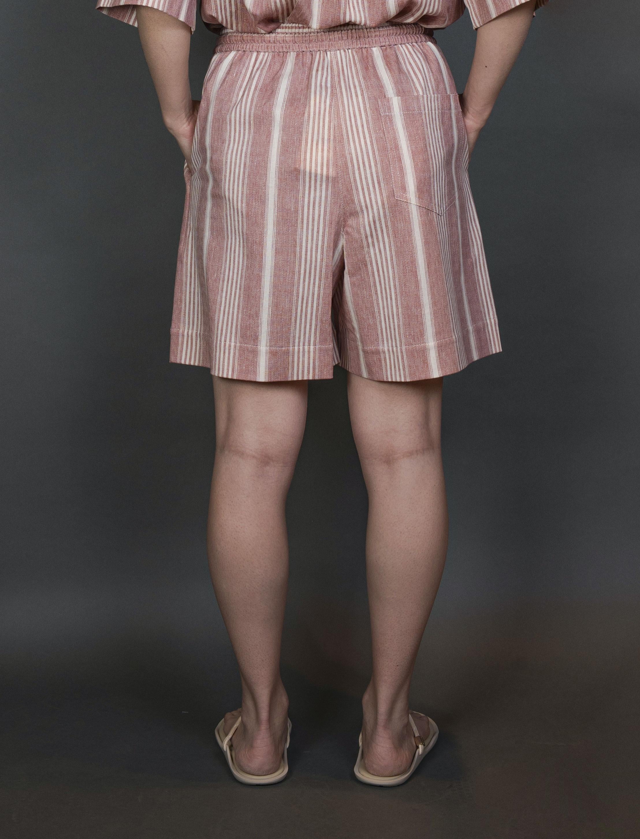 Bermuda Circolo Donna FD3481 striped linen rosso rosa FD3481 REDDI CIRCOLO 