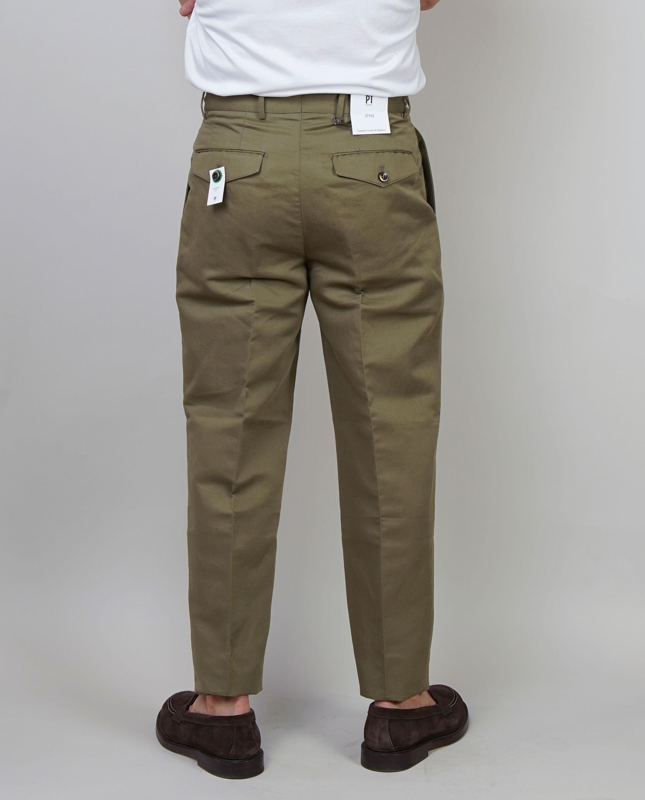 Pantalone PT Torino uomo Carrot verde CARROT FIT PU38 0445 PT TORINO 