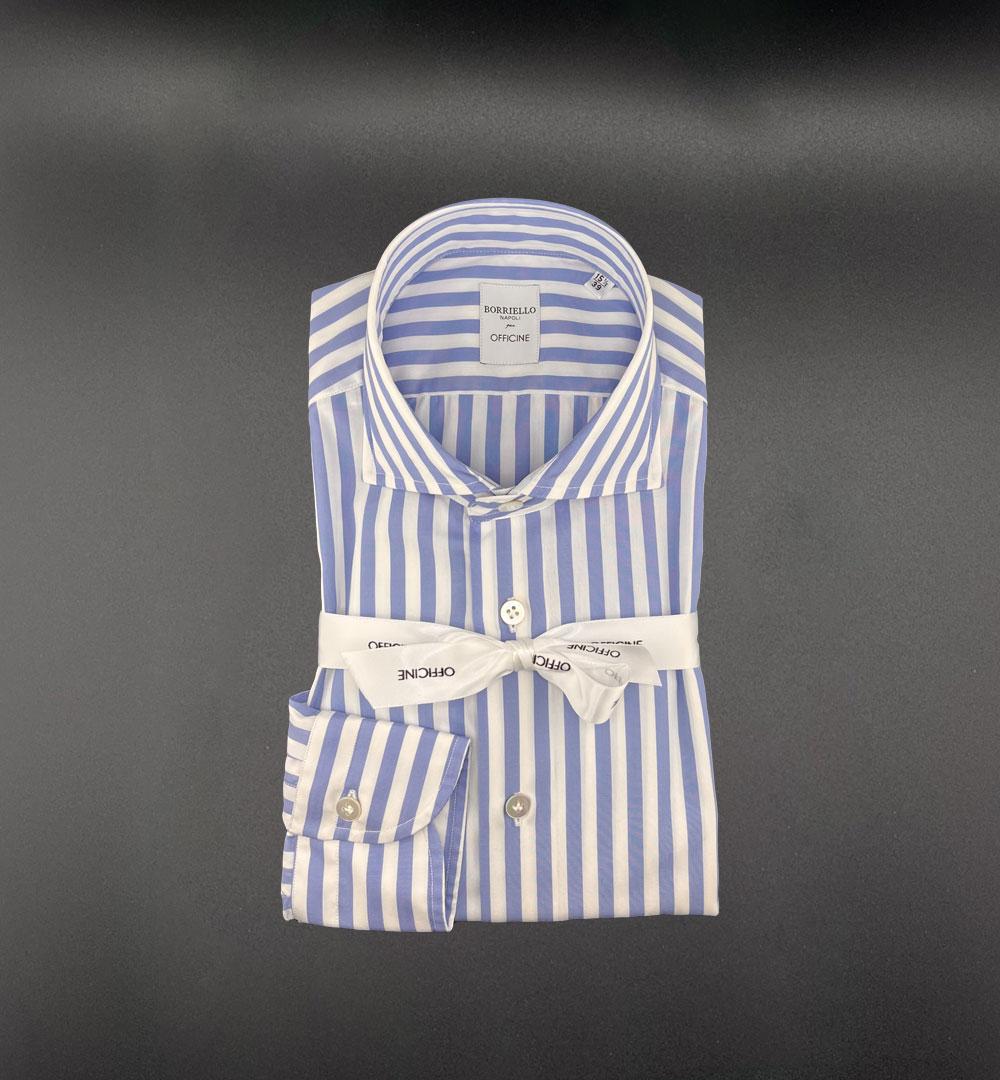 Camicia Borriello x Officine uomo SAVOY475 riga celeste SAVOY 475 RIGA CELESTE BORRIELLO 