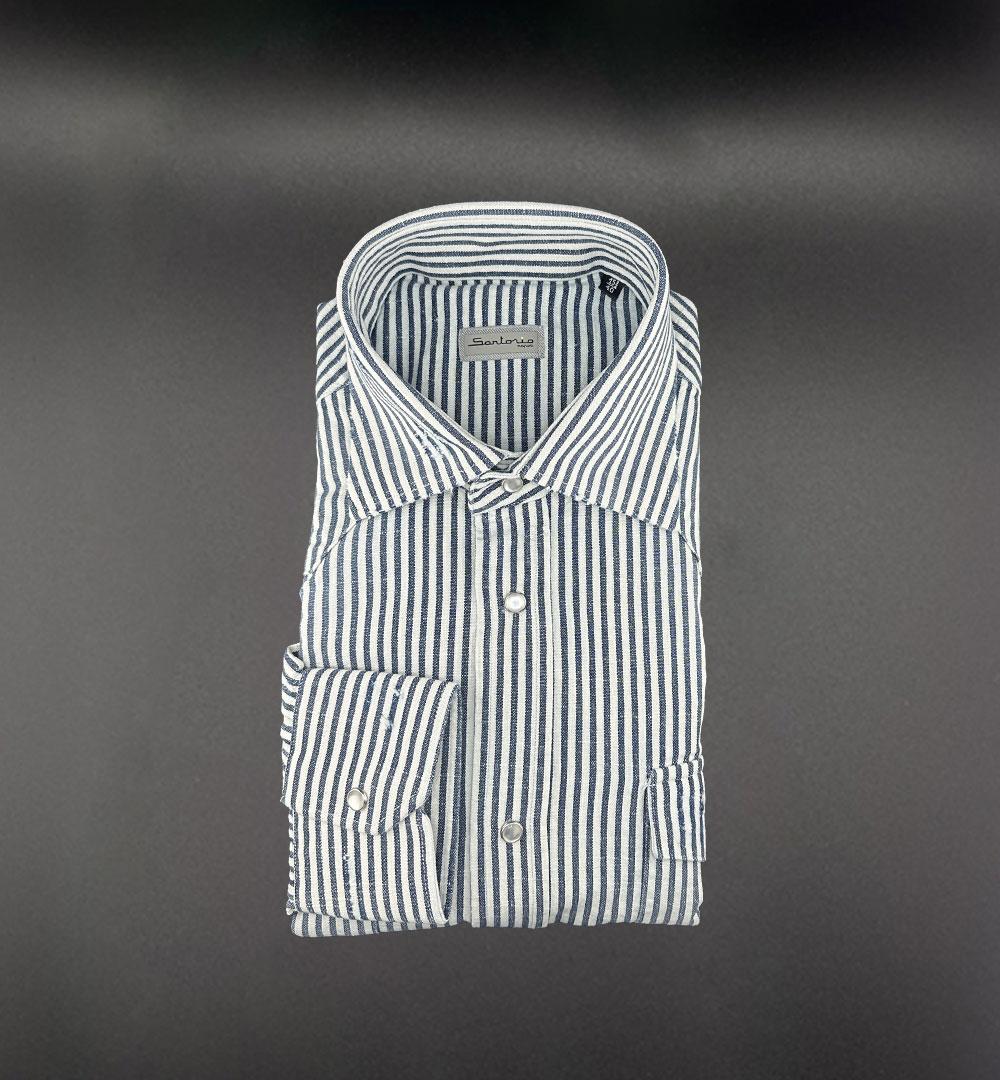 Camicia Sartorio uomo SCC0001SH45280 blu bianca SCC0001SH45280 DENIM RIGATA BLU SARTORIO 