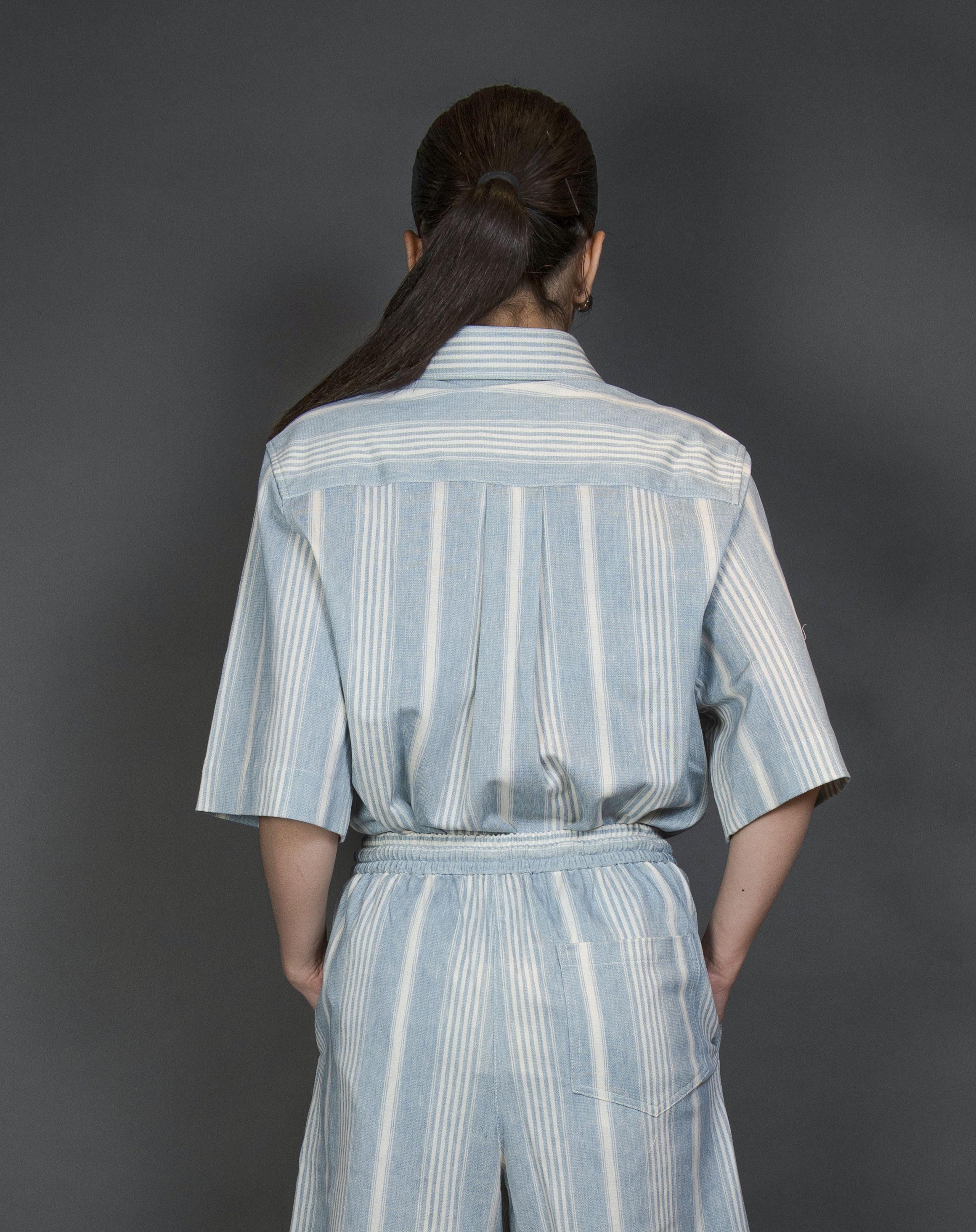 Camicia Circolo Donna FD3480 striped linen azzurra FD3480 RIGA REDDISH BROWN CIRCOLO 