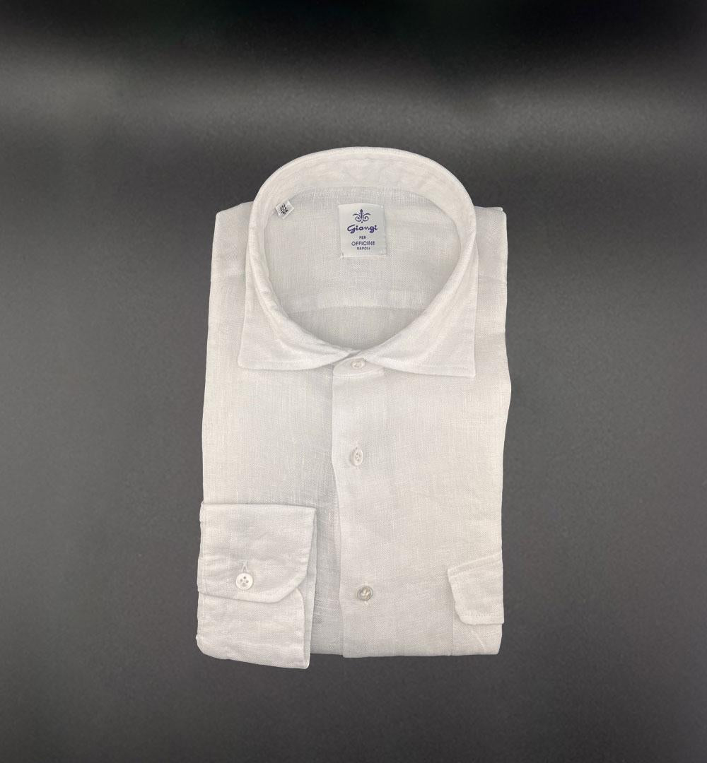 Camicia Giangi x Officine uomo SAHARA 9410 bianca lino SAHARA 9410 1 BIANCA GIANGI 
