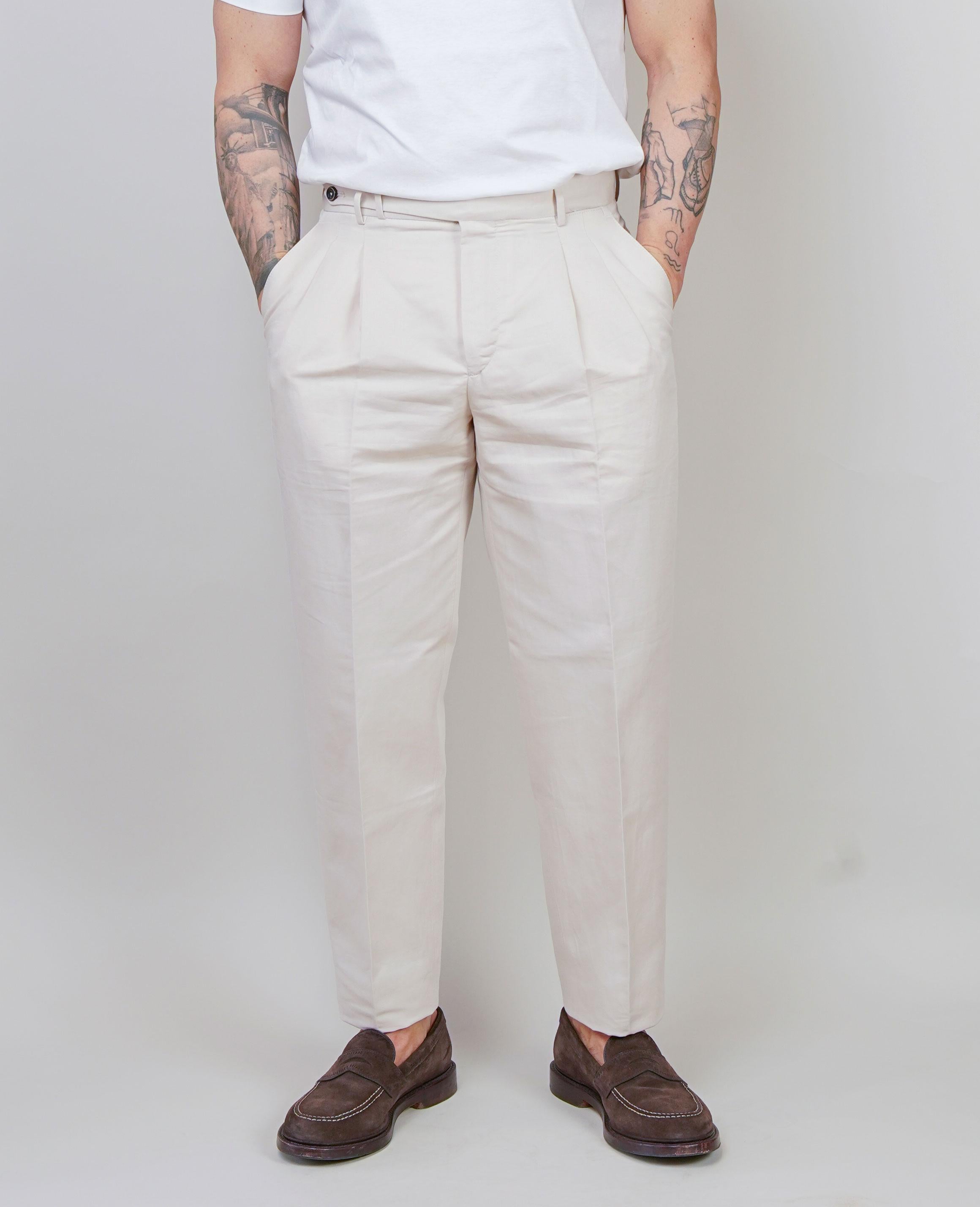 Pantalone PT Torino uomo Carrot avorio CARROT FIT PU38 015 PT TORINO 