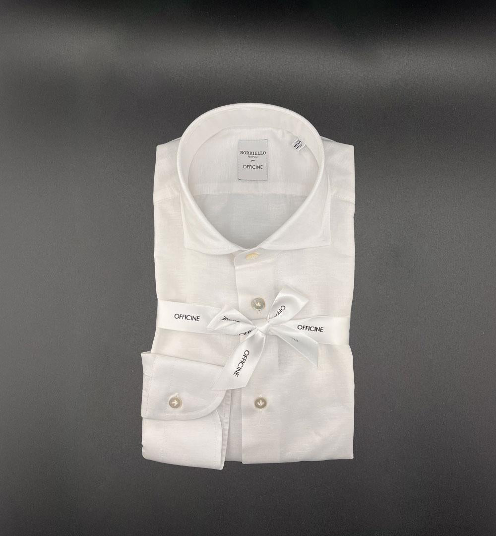 Camicia Borriello x Officine uomo 20017 lino bianca 20017 1 BIANCA BORRIELLO 