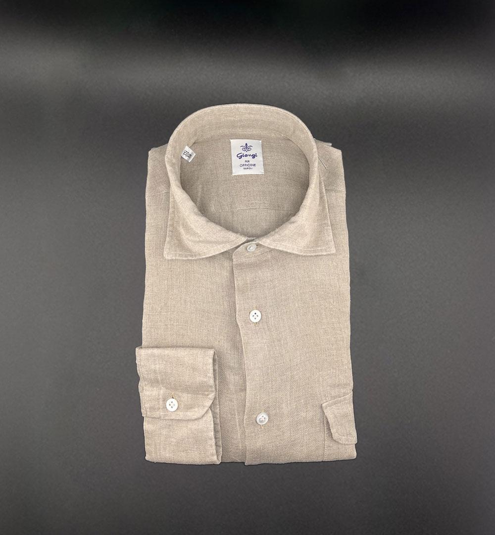 Camicia Giangi x Officine uomo SAHARA 9410 beige lino SAHARA 9410 7 BEIGE GIANGI 