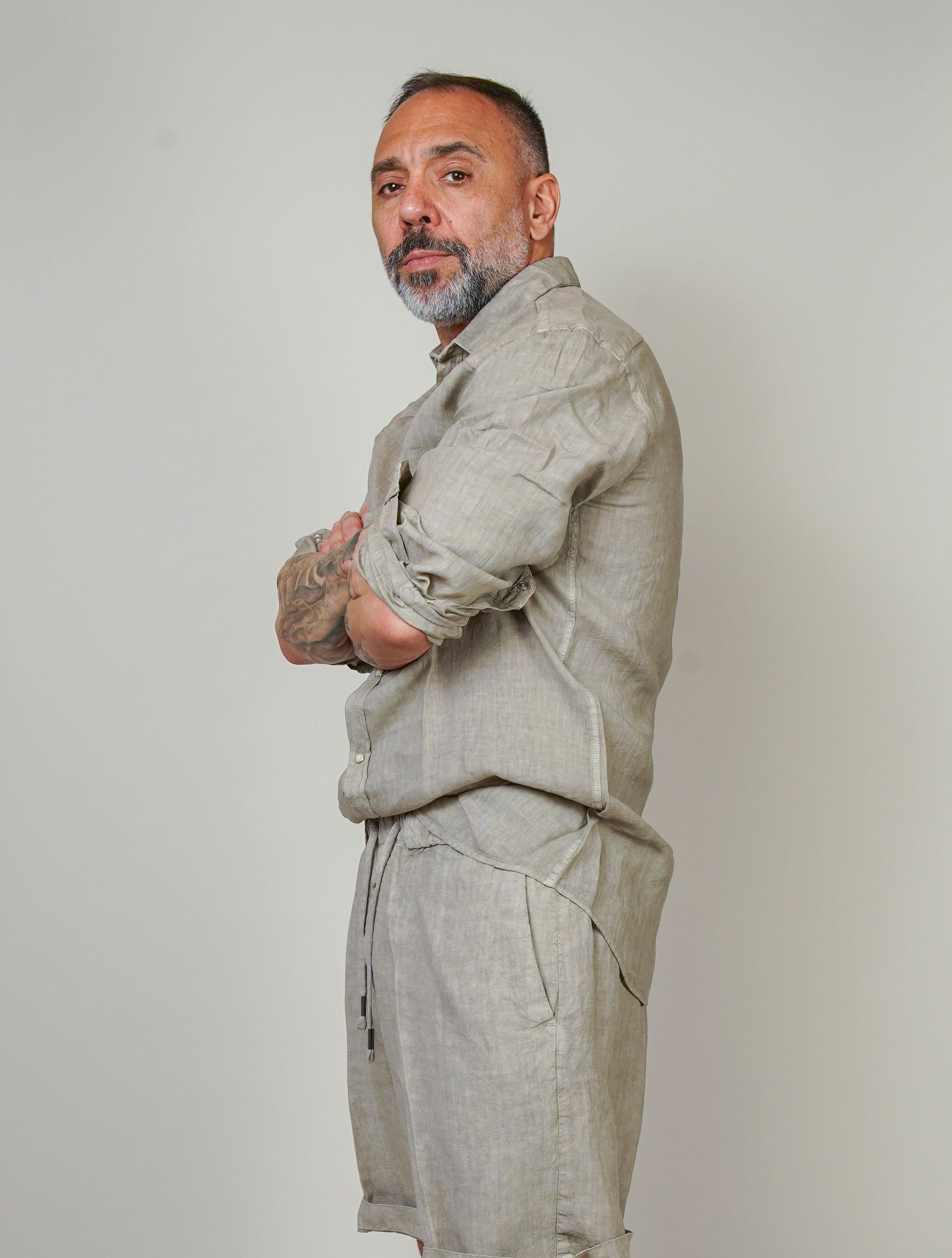 Camicia Inlinum uomo Marck baia fango MARCK BAIA CIL02 FANGO INLINUM 