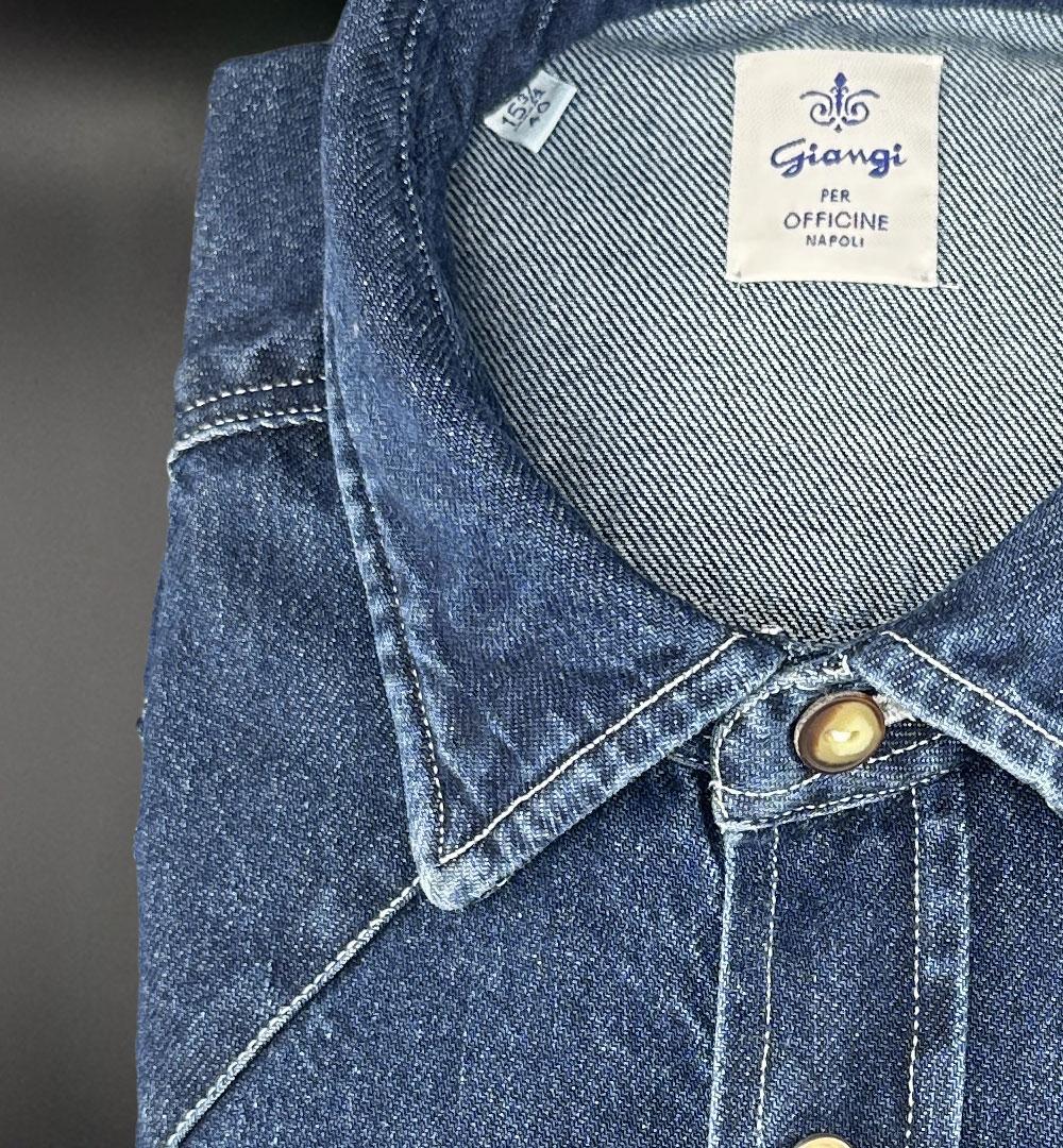 Camicia Giangi x Officine uomo Osiride pence blu OSIRIDE PENCE DENIM MEDIO GIANGI 