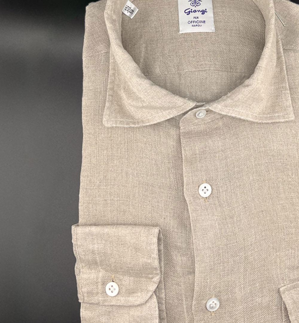 Camicia Giangi x Officine uomo SAHARA 9410 beige lino SAHARA 9410 7 BEIGE GIANGI 