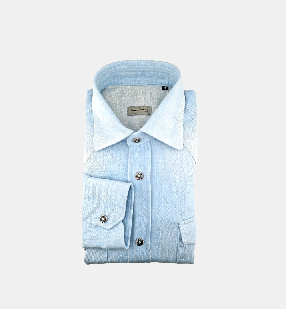 Camicia Sartorio uomo Texas denim celeste TEXAS 463302002 SARTORIO 