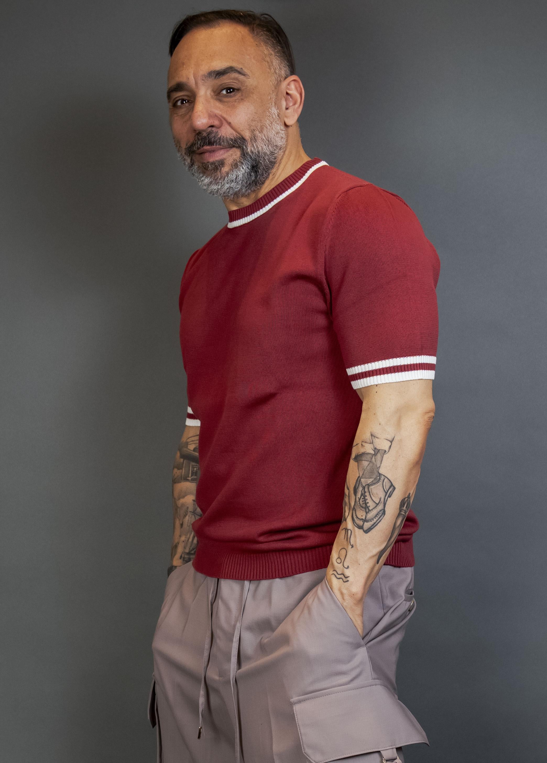 T-shirt Scaglione uomo UPC030 tipping cherry UPC030 013 DK CHERRY MILK SCAGLIONE 