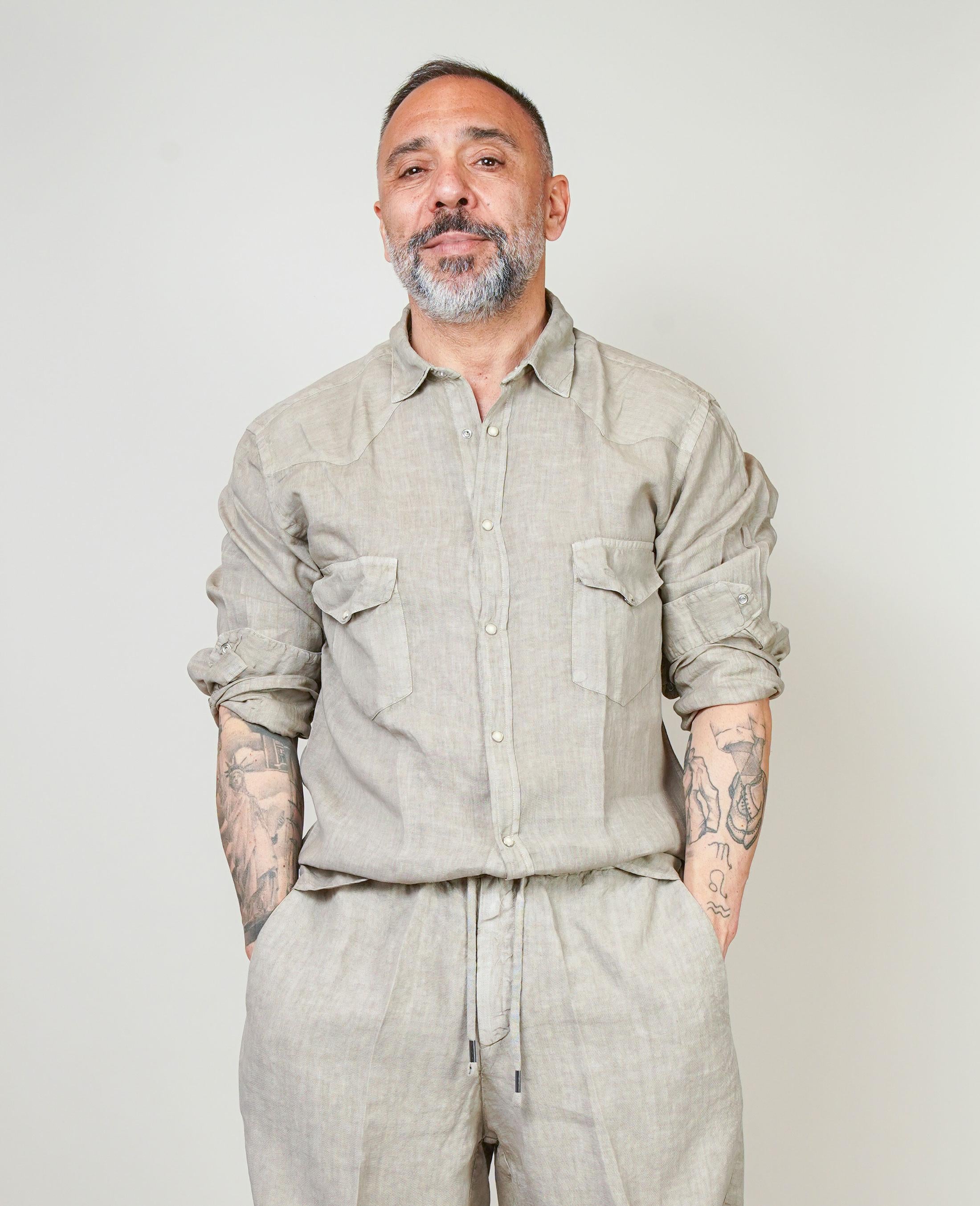 Camicia Inlinum uomo Marck baia fango MARCK BAIA CIL02 FANGO INLINUM 