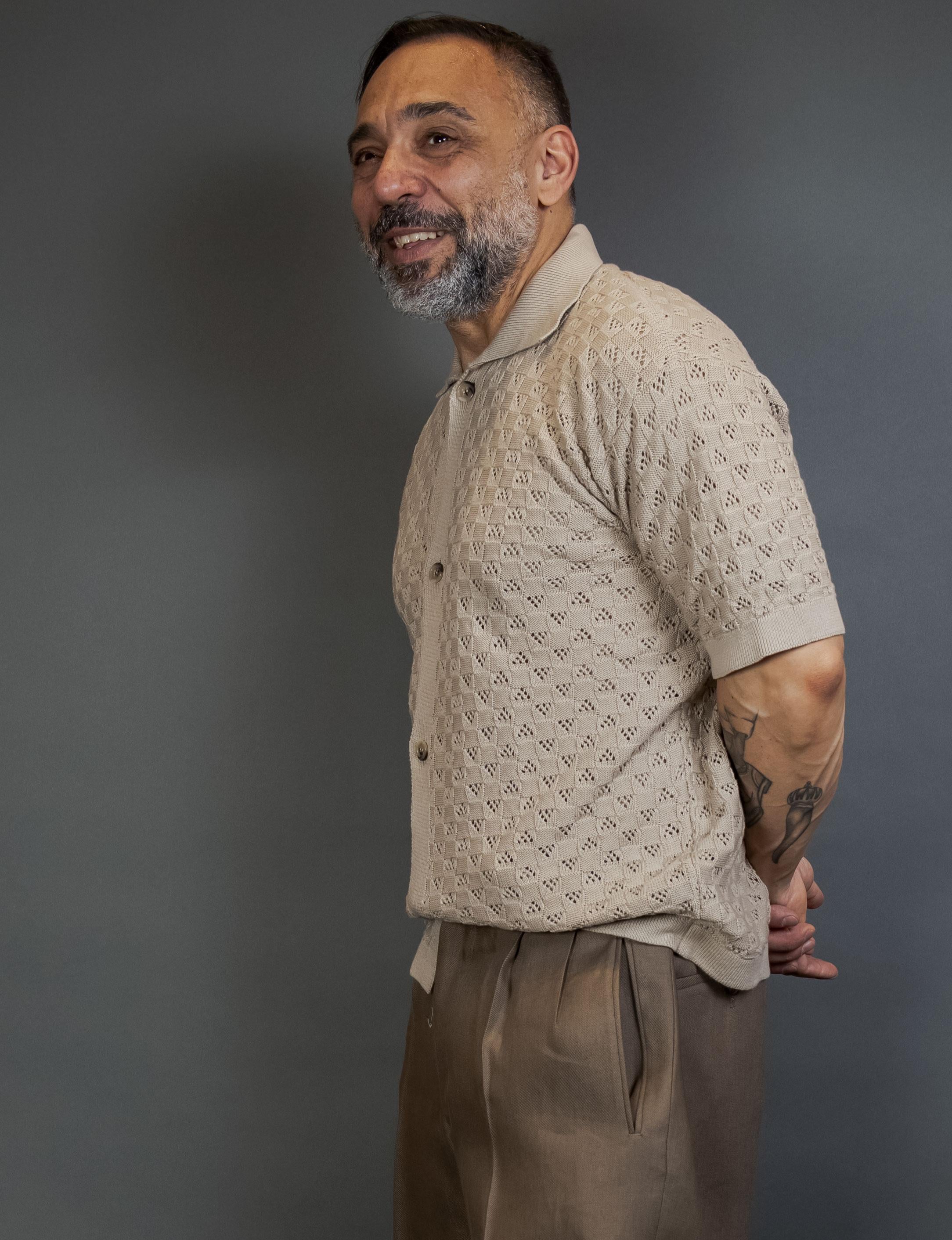 Overshirt Scaglione uomo UPC073 Square gesso UPC073 101 GESSO SCAGLIONE 