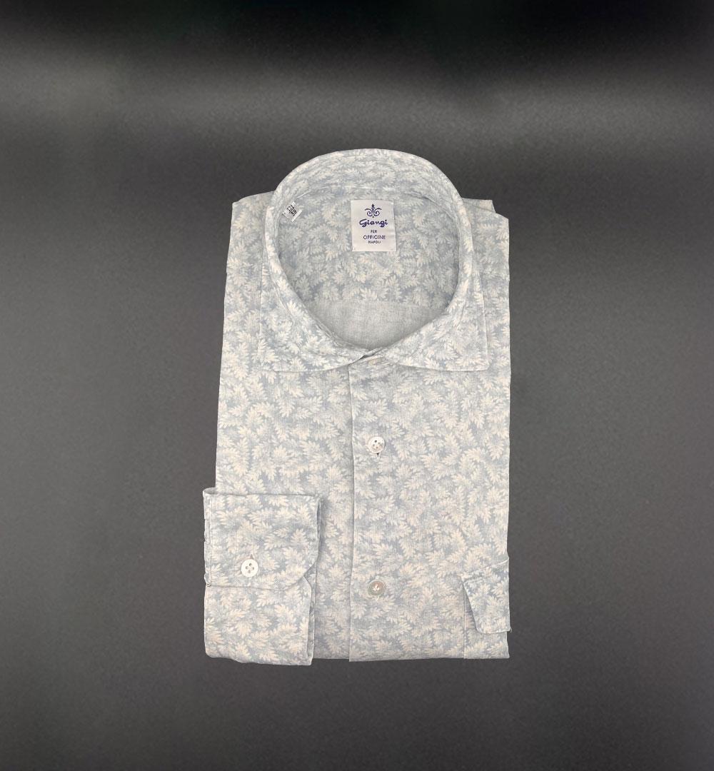 Camicia Giangi x Officine uomo SAHARA 98022 FIORE CELESTE lino SAHARA 9802 2 FIORE CELESTE GIANGI 