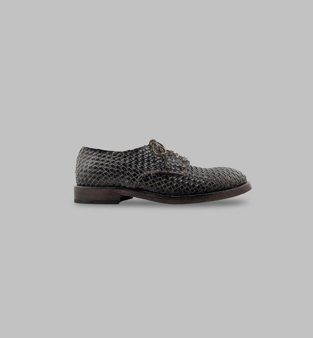 Derby Shoto uomo 7667 testa di moro 7667 12 INTRECCIO.T.D.M. SHOTO 