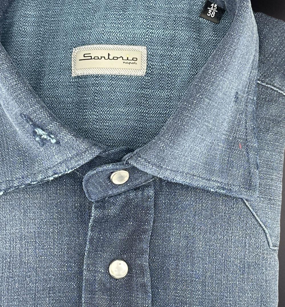 Camicia Sartorio uomo SCC0001SH45350 blu SCC0001SH45350 3004 DENIM FIAMMATA CELESTE SARTORIO 