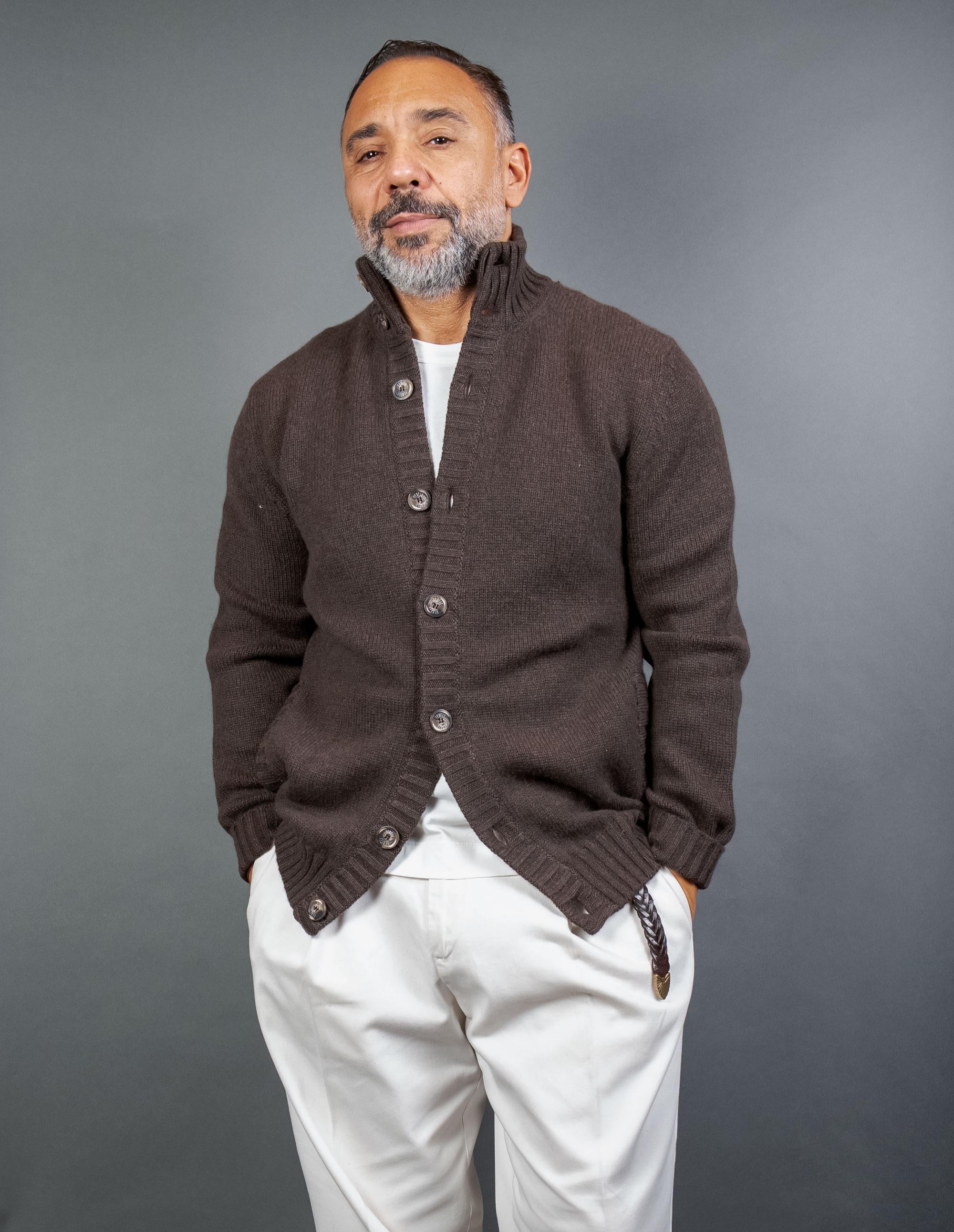 Cardigan FEDELI uomo FAVONIUS 6488 Coffee<BR/> FAVONIUS 6488 COFFEE FEDELI 